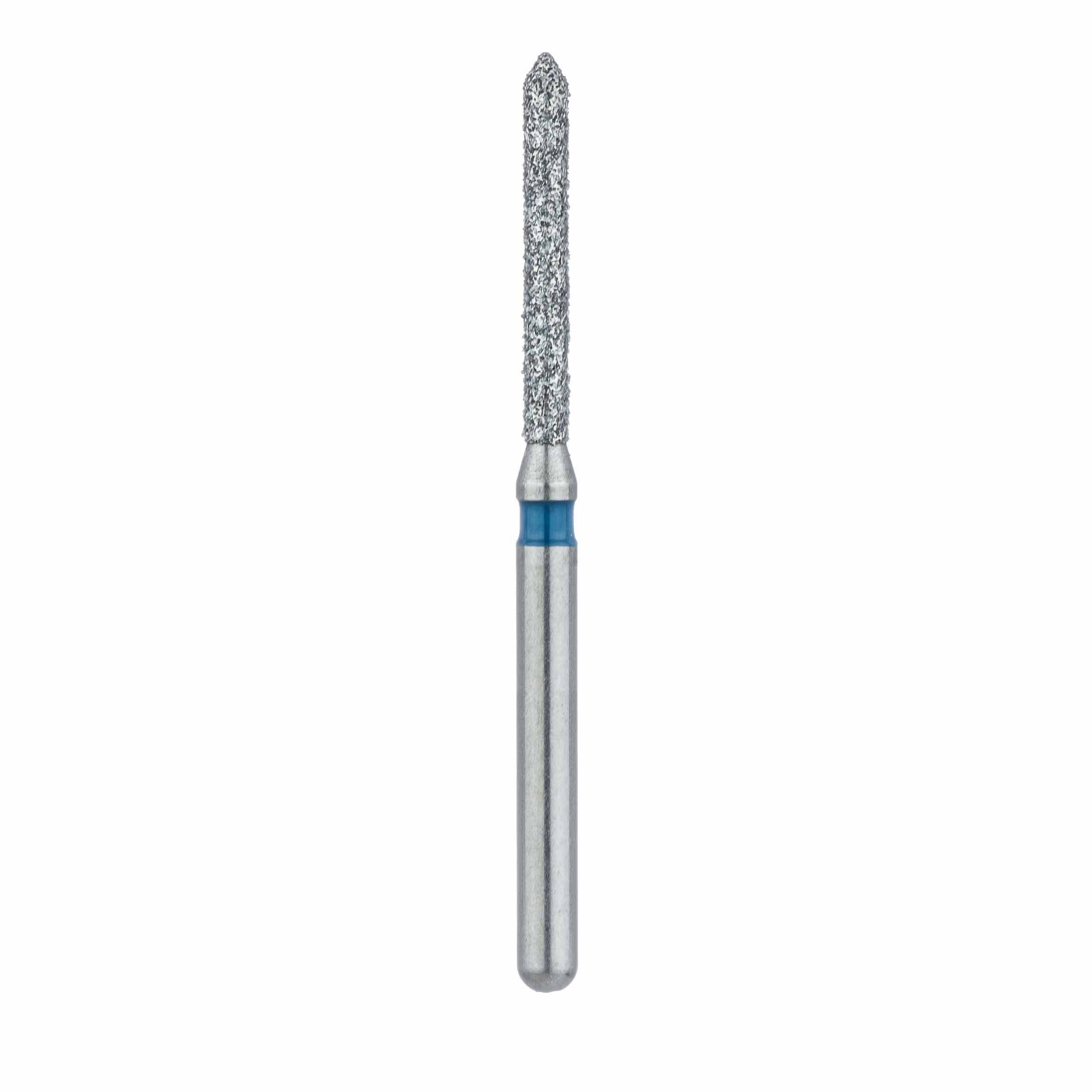 Meisinger 886-012-FG Diamond Bur, Medium Grit, Blue Ring, Cylinder with Bevel End, Friction Grip, 1.2 mm Head Diameter, 10.0 mm Head Length, 5/Pkg thumbnail 2
