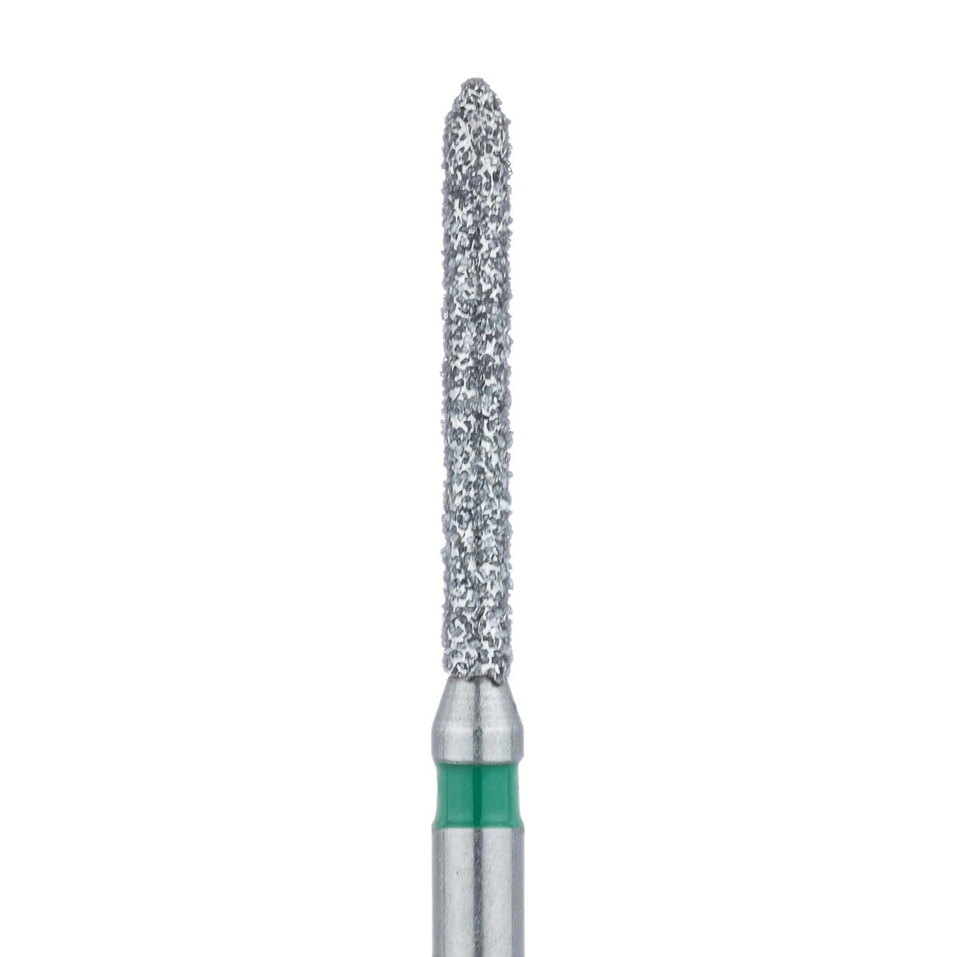 Meisinger 886G-012-FG Coarse Diamond Bur, Friction Grip, Beveled Cylinder, 1.2 mm Head Diameter, 10 mm Working Length, Green Ring, 5/Pack - Meisinger Diamond, FG, Coarse, Green, Cylinder, 886G-012, Pkg/5 - Image 1
