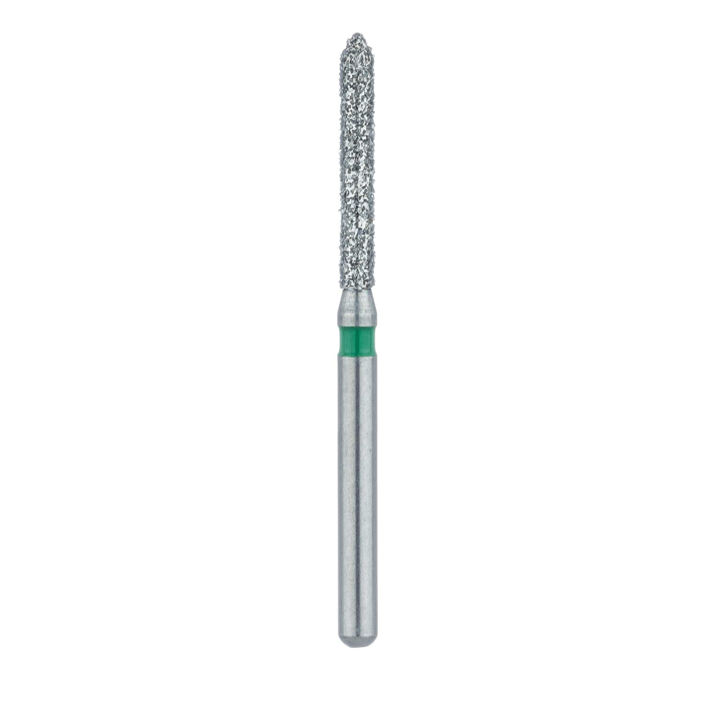 Meisinger 886G-014-FG Coarse Diamond Bur, Friction Grip, Cylinder with Bevel End, 1.4 mm Head Diameter, 10.0 mm Head Length, Green Ring, 5/Pkg thumbnail 2