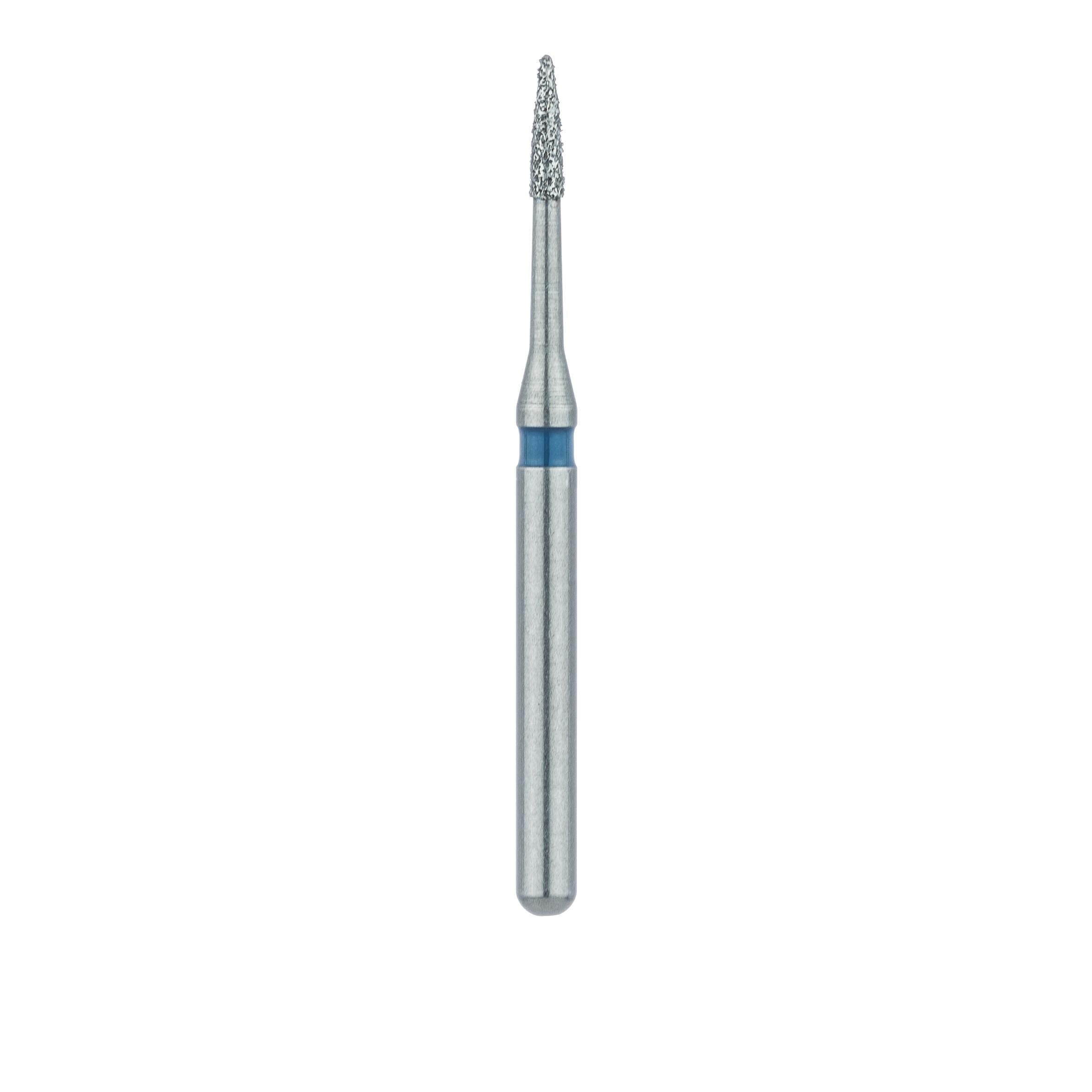 Meisinger 889L-009 FG Diamond Bur, Medium Grit, Blue Ring, Flame/Needle Shape, 0.9 mm Head Diameter, 3.5 mm Working Length, Long Shank, 5/Pack thumbnail 2