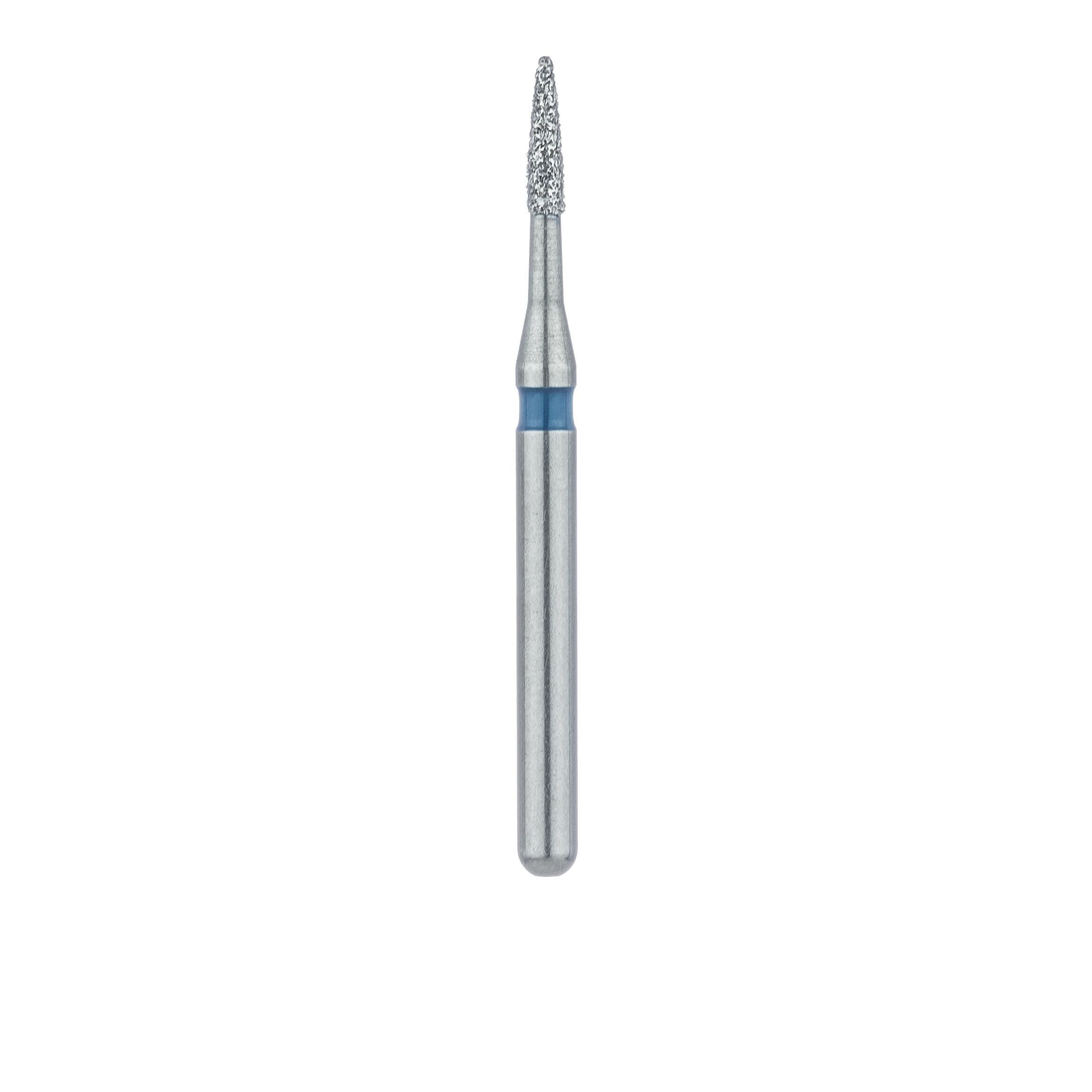 Meisinger 889L-010-FG Medium Grit Flame Diamond Bur, Friction Grip, Long Shank, Blue Ring, 1.0 mm Head, 5/Pack thumbnail 2