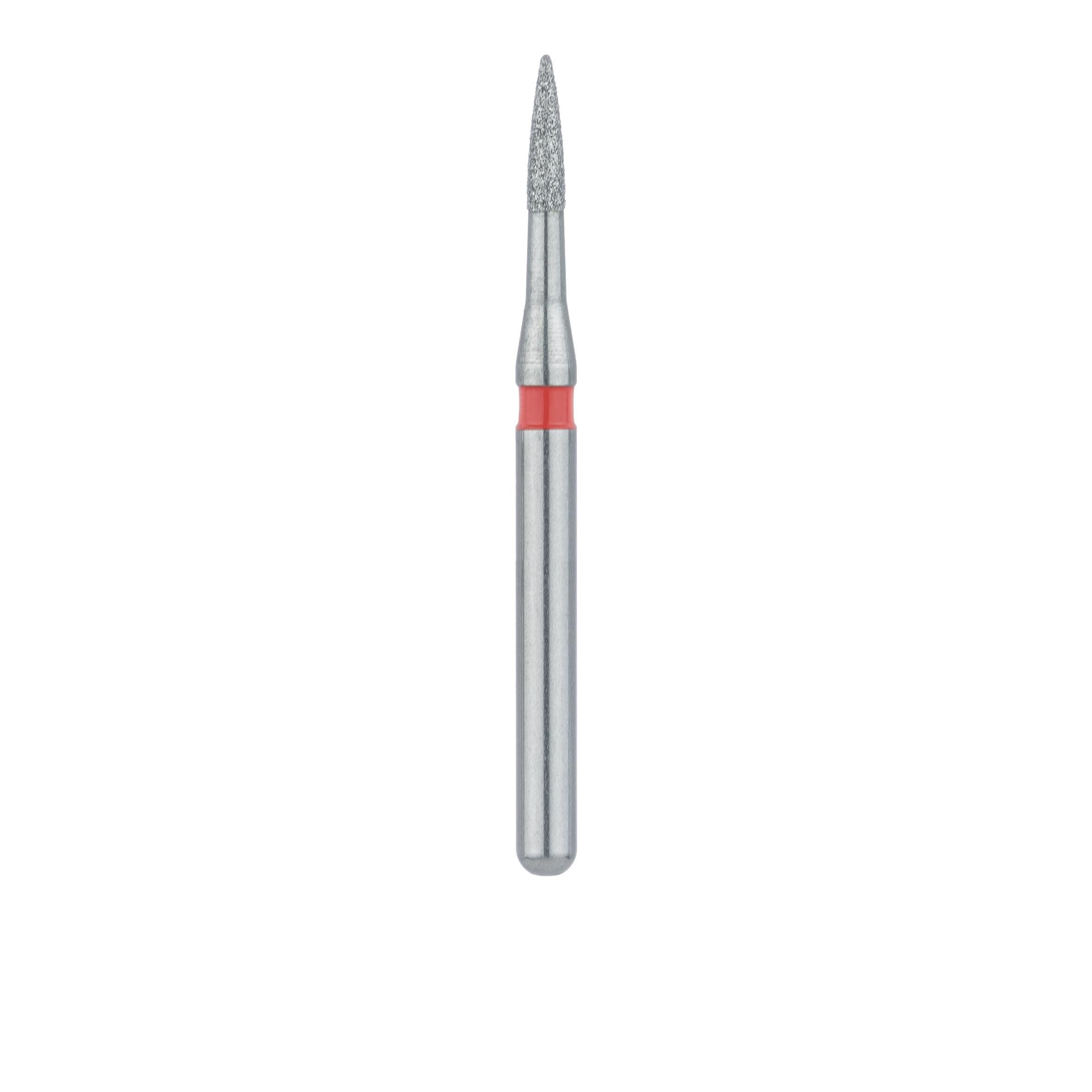 Meisinger 889LF-010-FG Fine Diamond Bur, Short Flame, Friction Grip, 1.0 mm Head Diameter, 4.0 mm Head Length, Red Ring, 5/Pkg thumbnail 2