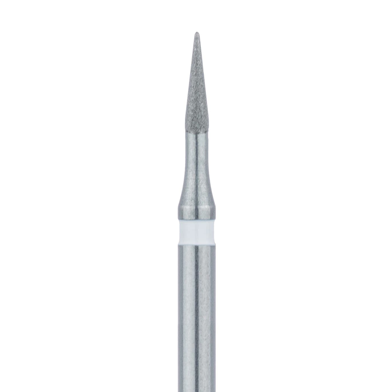 Meisinger 890U-010 FG Ultra Fine Diamond Bur, Needle Shape, 1.0 mm Head Diameter, 4 mm Working Length, Friction Grip, White Ring, 5/Pack - Meisinger Diamond, FG, Ultra Fine, Yellow, Needle, 890U-010, Pkg/5 - Image 1