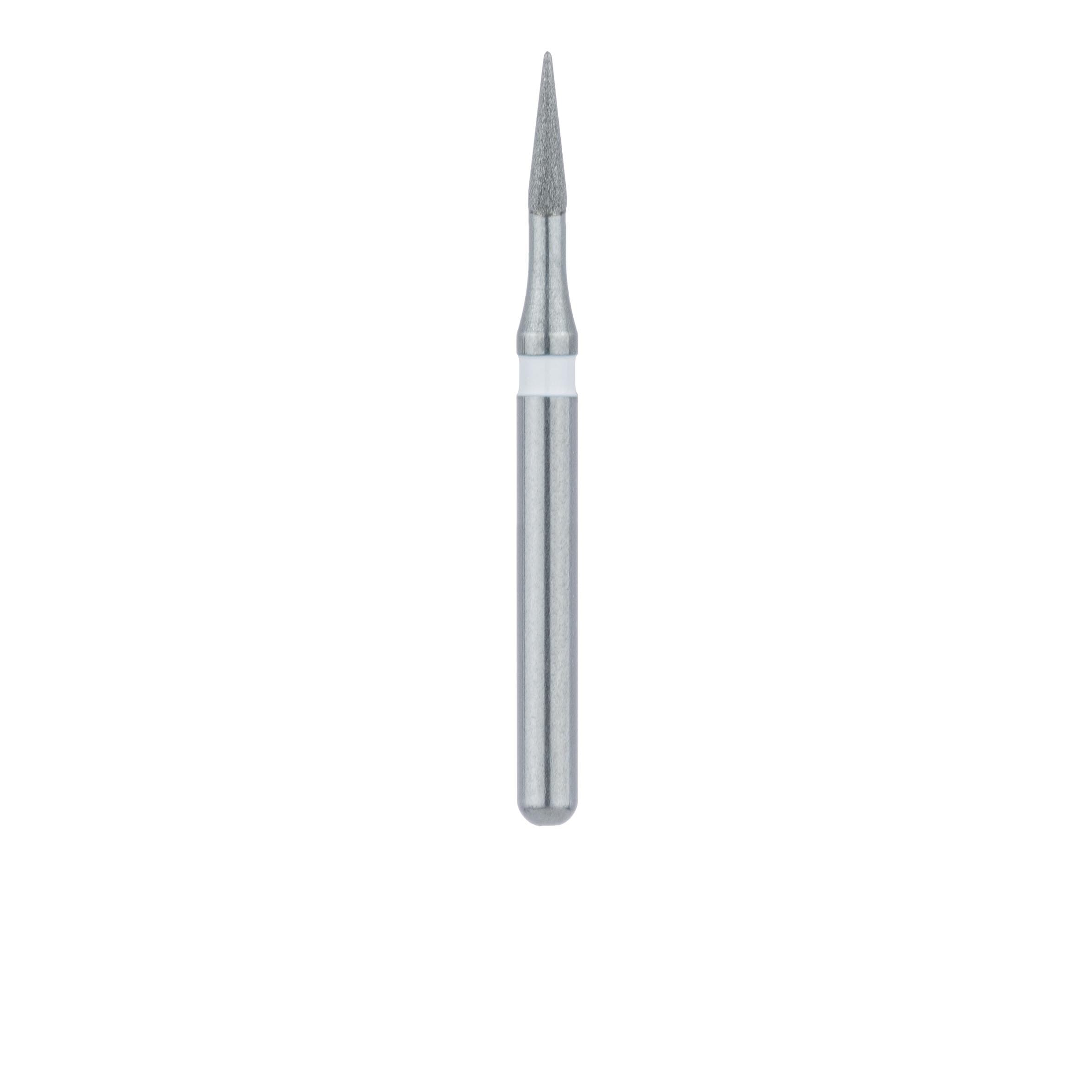 Meisinger 890U-010 FG Ultra Fine Diamond Bur, Needle Shape, 1.0 mm Head Diameter, 4 mm Working Length, Friction Grip, White Ring, 5/Pack thumbnail 2