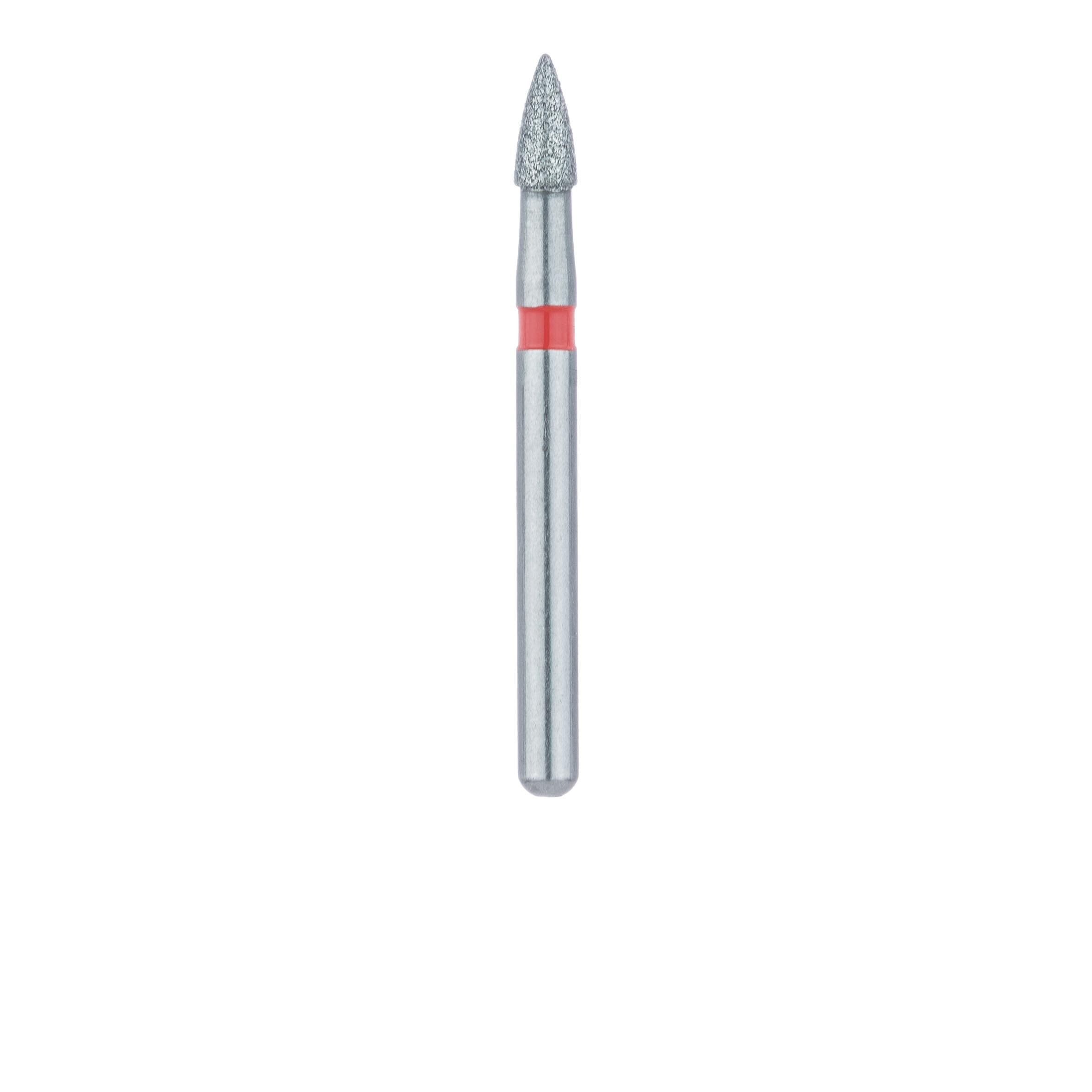 Meisinger 895F-016-FG Fine Diamond Bur, Short Flame, Friction Grip, 1.6 mm Head, 3.5 mm Working Length, Red Ring, 5/Pack thumbnail 2