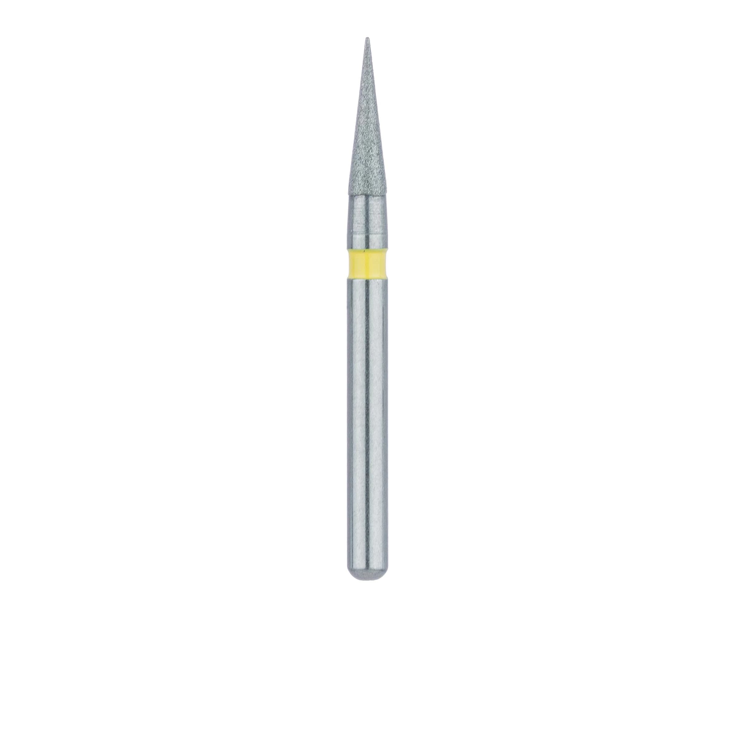 Meisinger 898C-014-FG Extra Fine Diamond Bur, Needle/Point End, Friction Grip, 1.4 mm Head Diameter, 6.0 mm Head Length, Yellow Ring, 5/Pkg thumbnail 2