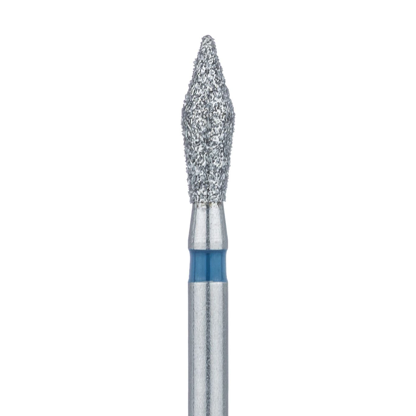 Meisinger 899-021-FG Medium Grit Diamond Bur, Friction Grip, Rounded Barrel/Football Shape, 2.1 mm Head Diameter, 6.5 mm Head Length, Blue Ring, 5/Pkg - Diamond Instruments – FG, Medium, Blue, Football - Point, 899-021-FG, 2.1 mm Head Diameter, 6.5 mm Head Length, 5/Pkg - Image 1