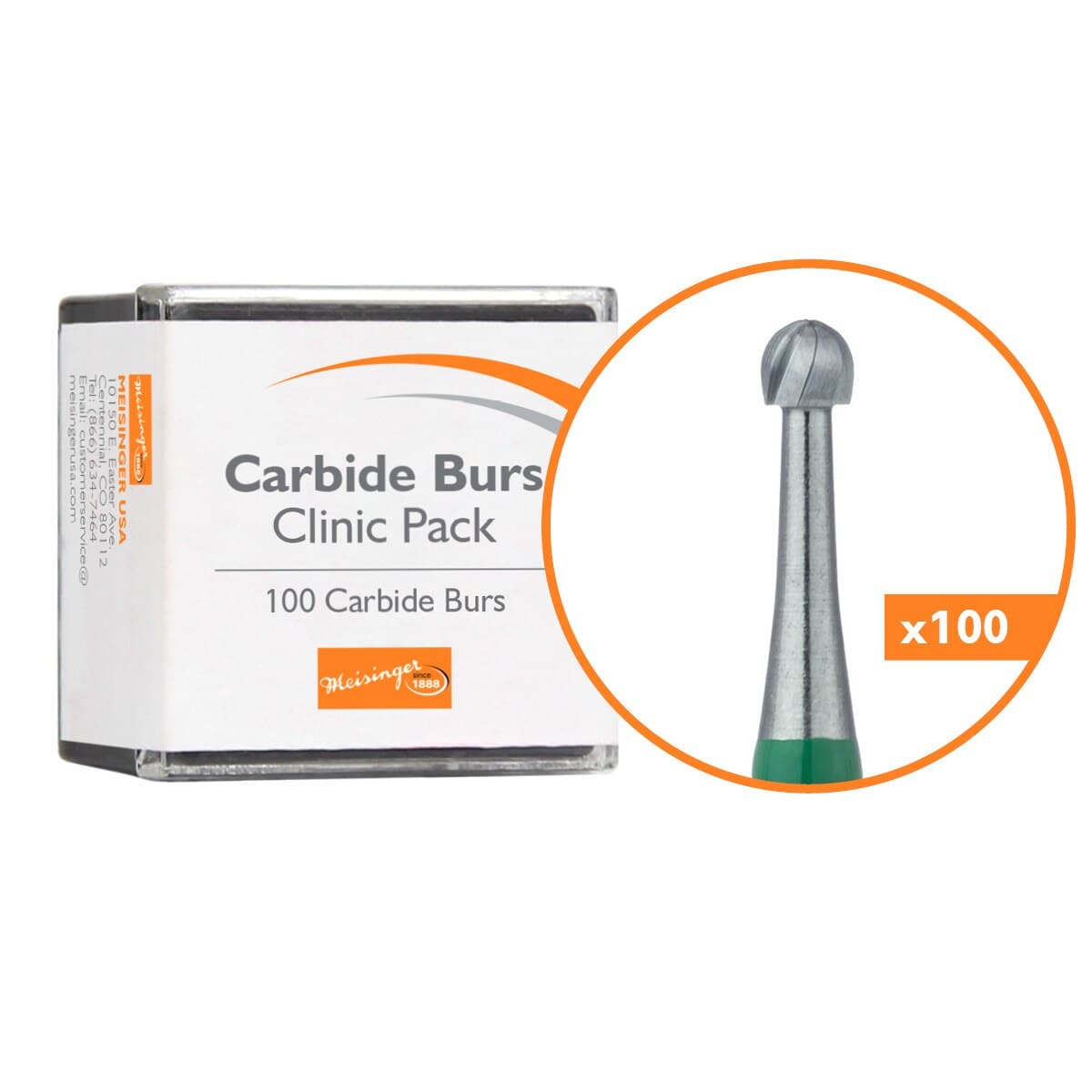 Meisinger Supersharp Carbide Bur #6S, Round, Right-Angle Latch (RA) Shank, Clinic-Pack of 100, C0006S RAL thumbnail 2