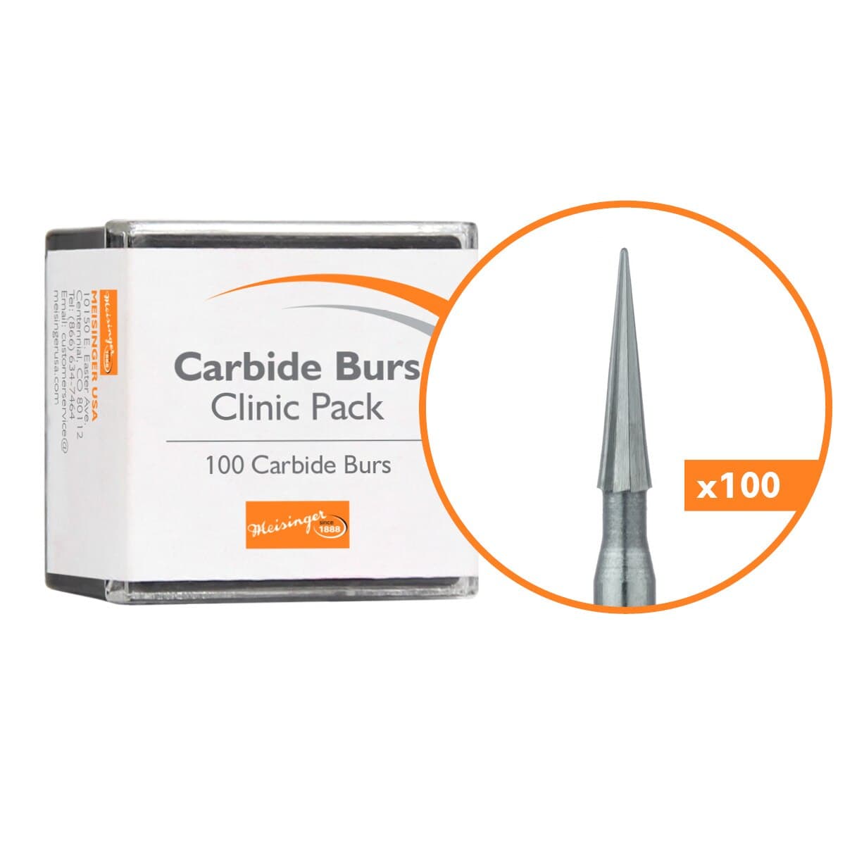 Meisinger FG Carbide Bur #134, Tapered Fissure, Friction Grip, Clinic Pack of 100 (C0134) thumbnail 2