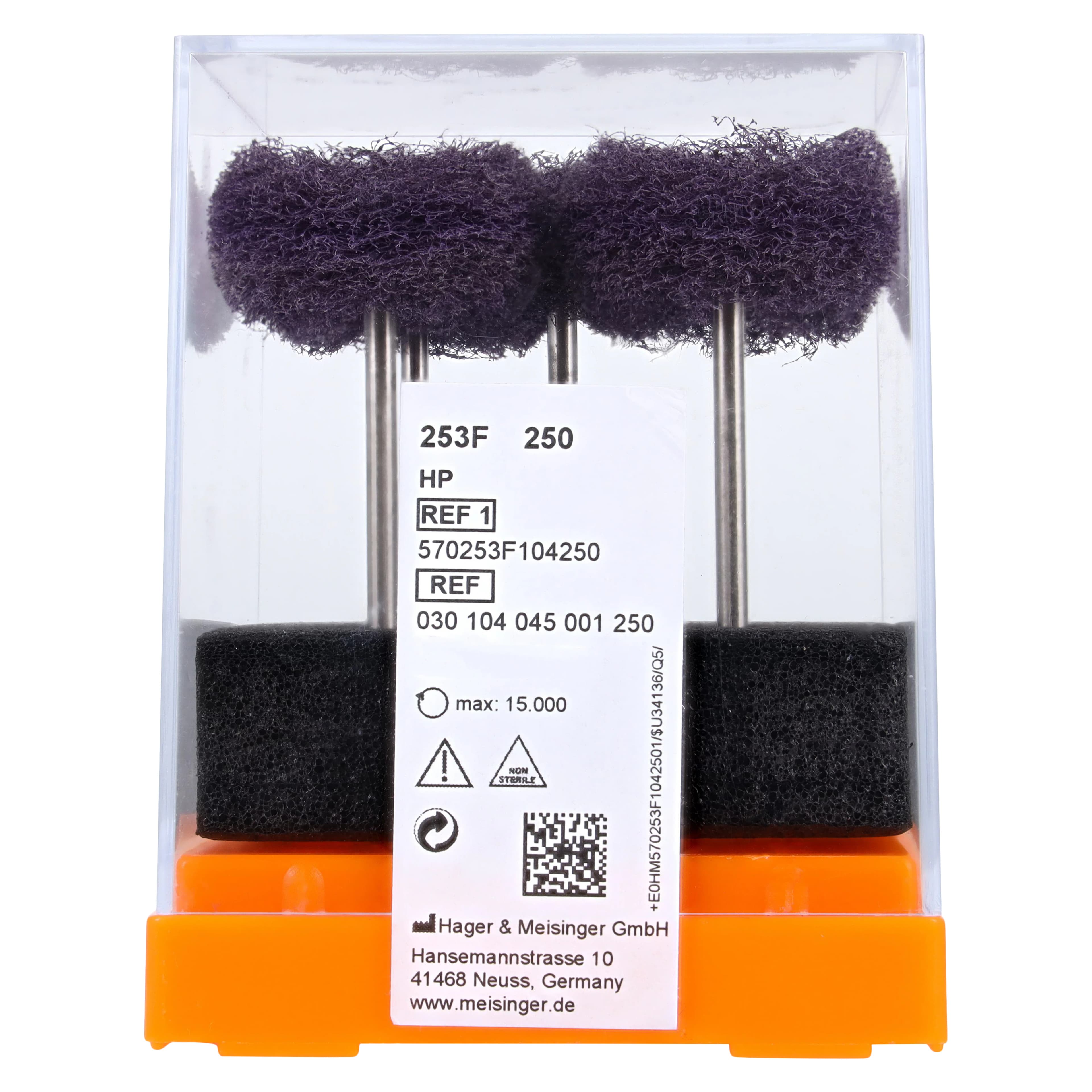 Meisinger Fuzzie Polishing Wheel, Fine Grit, Lilac, 25mm, Handpiece, 5/Pkg, 253F-250-HP thumbnail 3