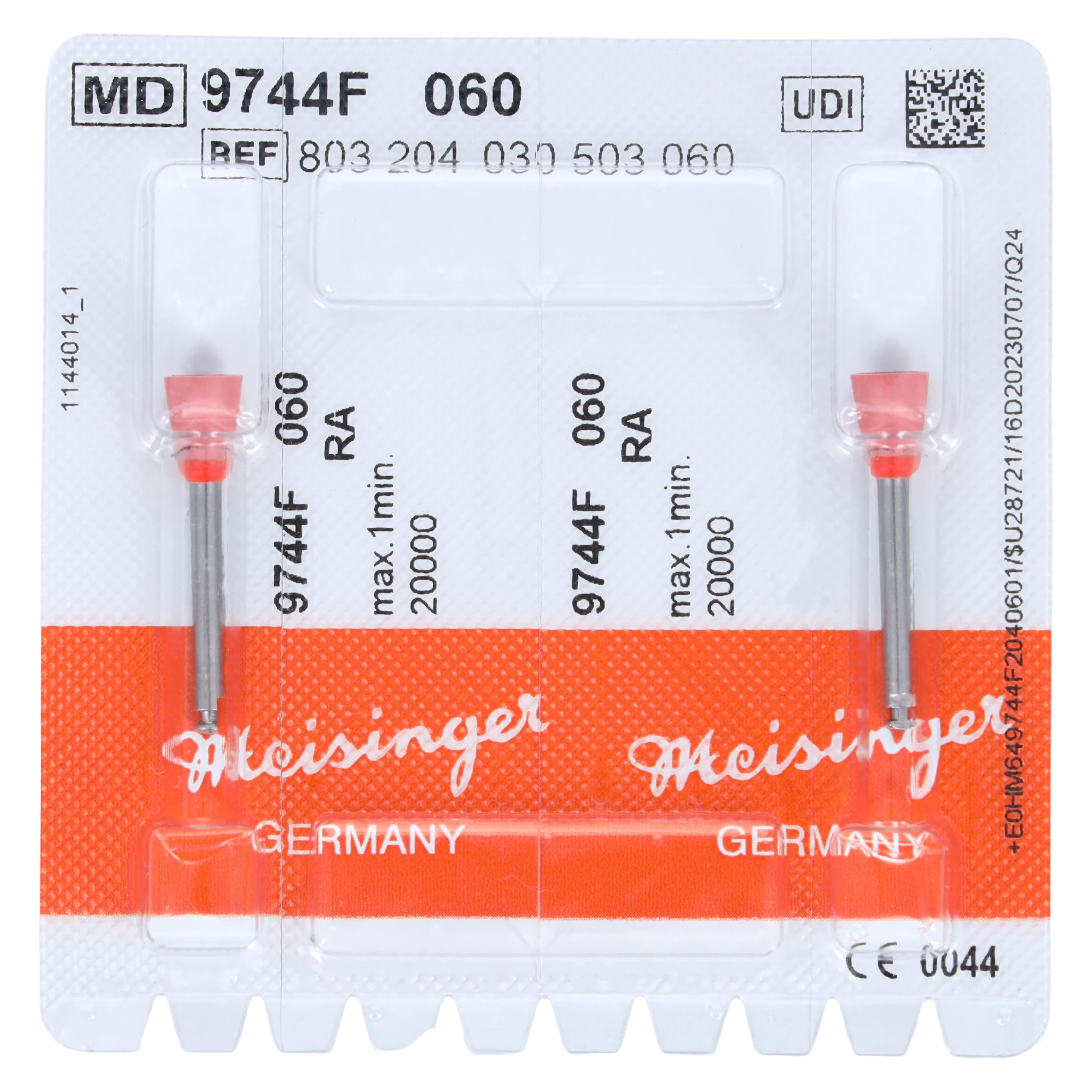 Meisinger Ceramic Polisher Cup, Fine, Red/Orange, RA, 6.0 mm, 2/Pk, #9744F-060-RA-R/O - Meisinger RA #9744F.060 Fine, Diamond Impregnated Polisher, Red, 2/Pk - Image 1