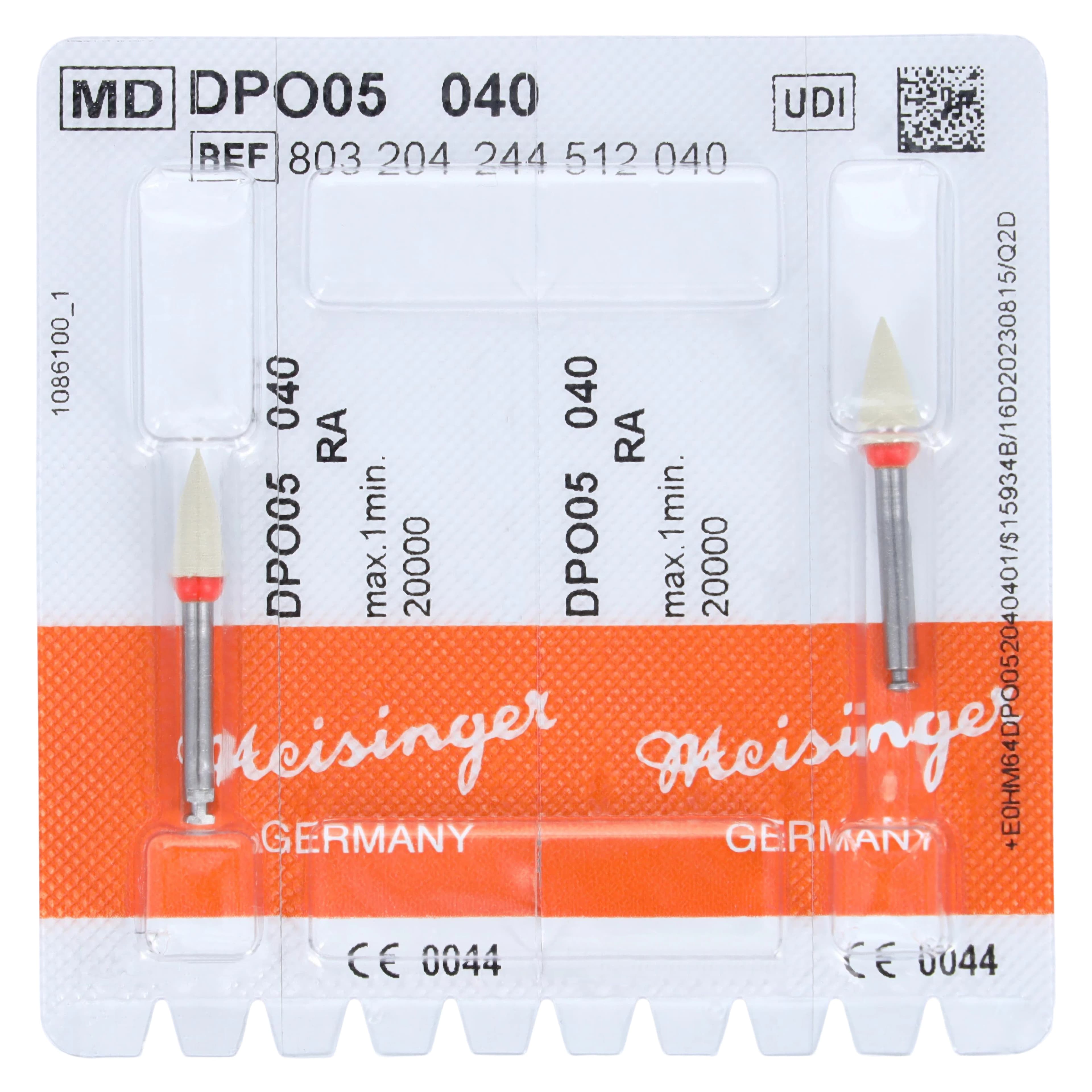 Meisinger DPO05-040-RA-G/O E.Max Polisher Flame Gray/Orange Point, Right Angle, 4mm, Pack of 2 - DPO05-040 RA Gray/Orange Flame Point Polisher (2) - Image 1