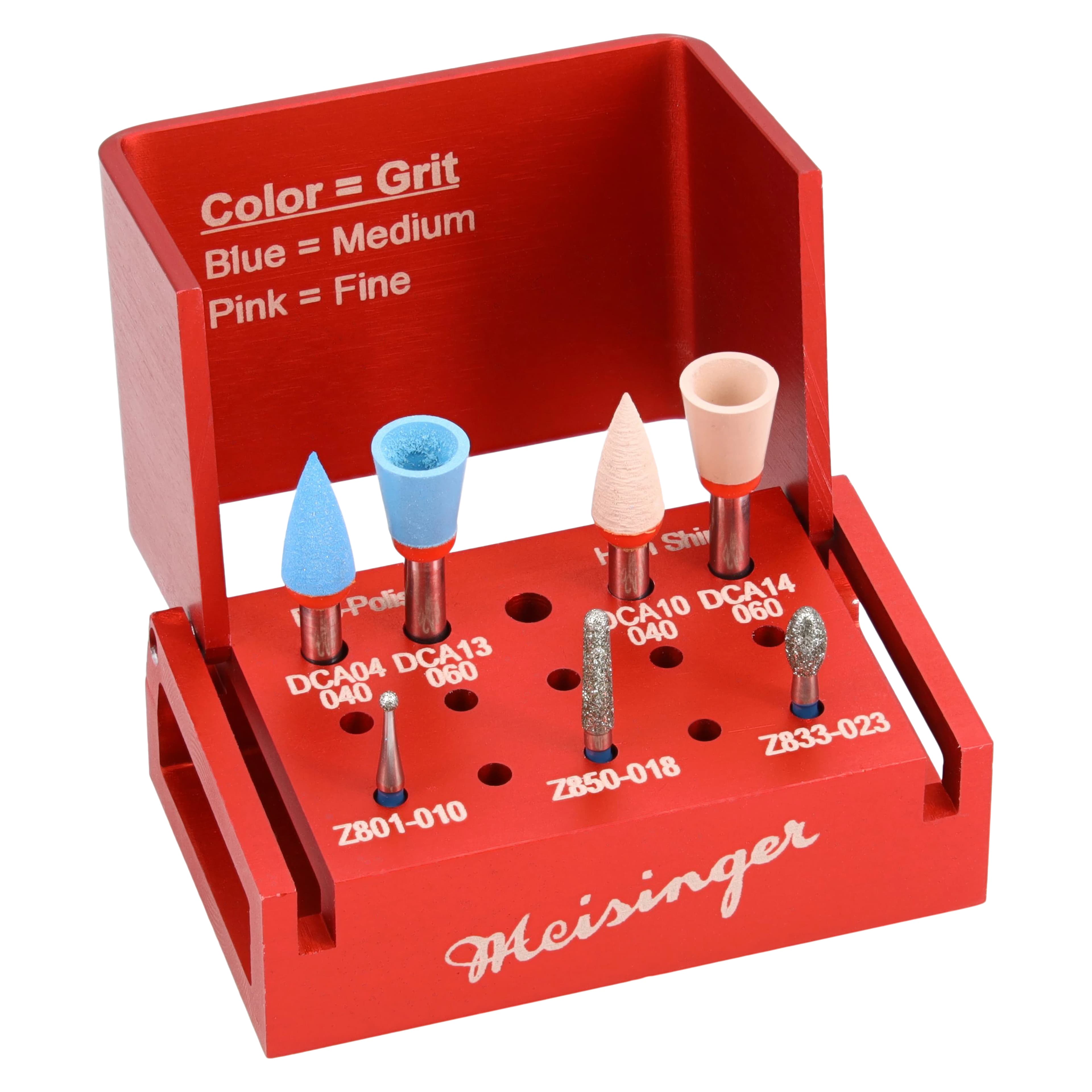Meisinger LUSTER for Zirconia Intraoral Adjusting and Polishing Kit, 7 Pieces with Bur Block, LUS91 thumbnail 3