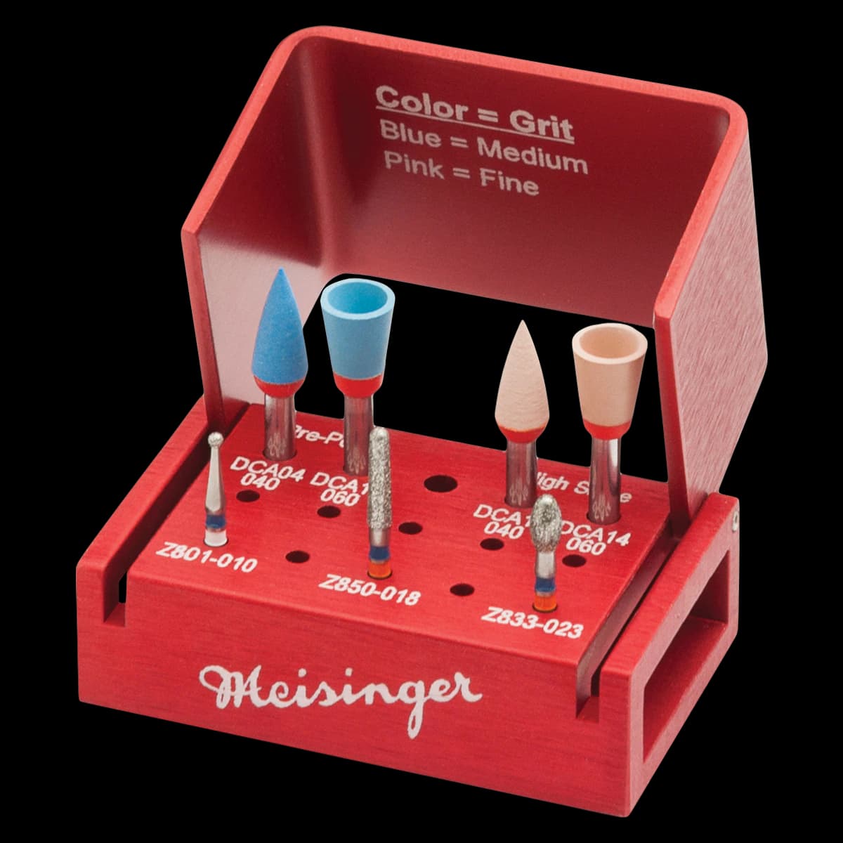 Meisinger LUSTER for Zirconia Intraoral Adjusting and Polishing Kit, 7 Pieces with Bur Block, LUS91 - LUSTER for Zirconia Intraoral Adjusting and Polishing Kit - Image 1
