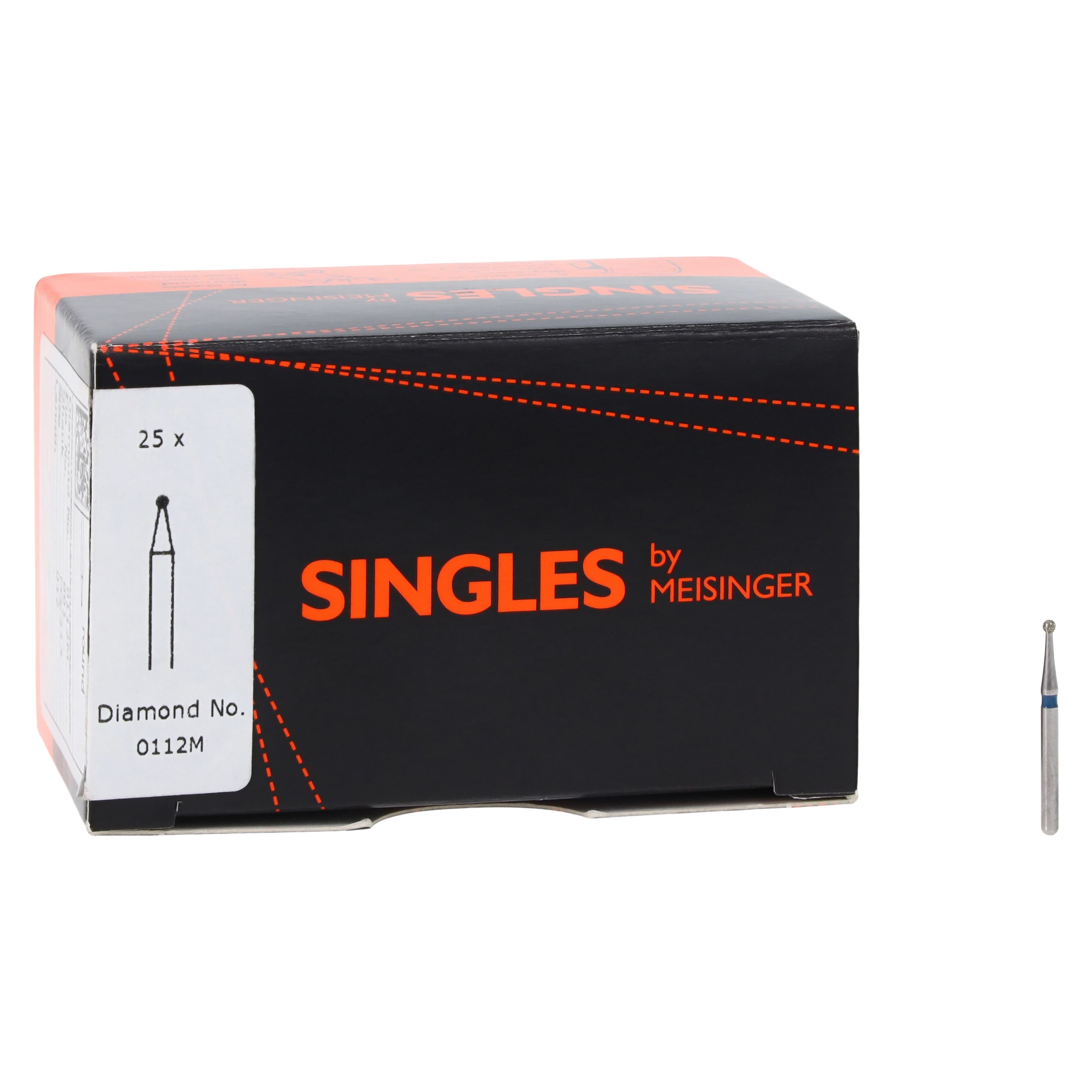 Meisinger Singles Disposable Diamond Bur FG Round 0112M, Medium Grit, 1.2mm, Blue Ring, Sterile, 25/Bx thumbnail 4
