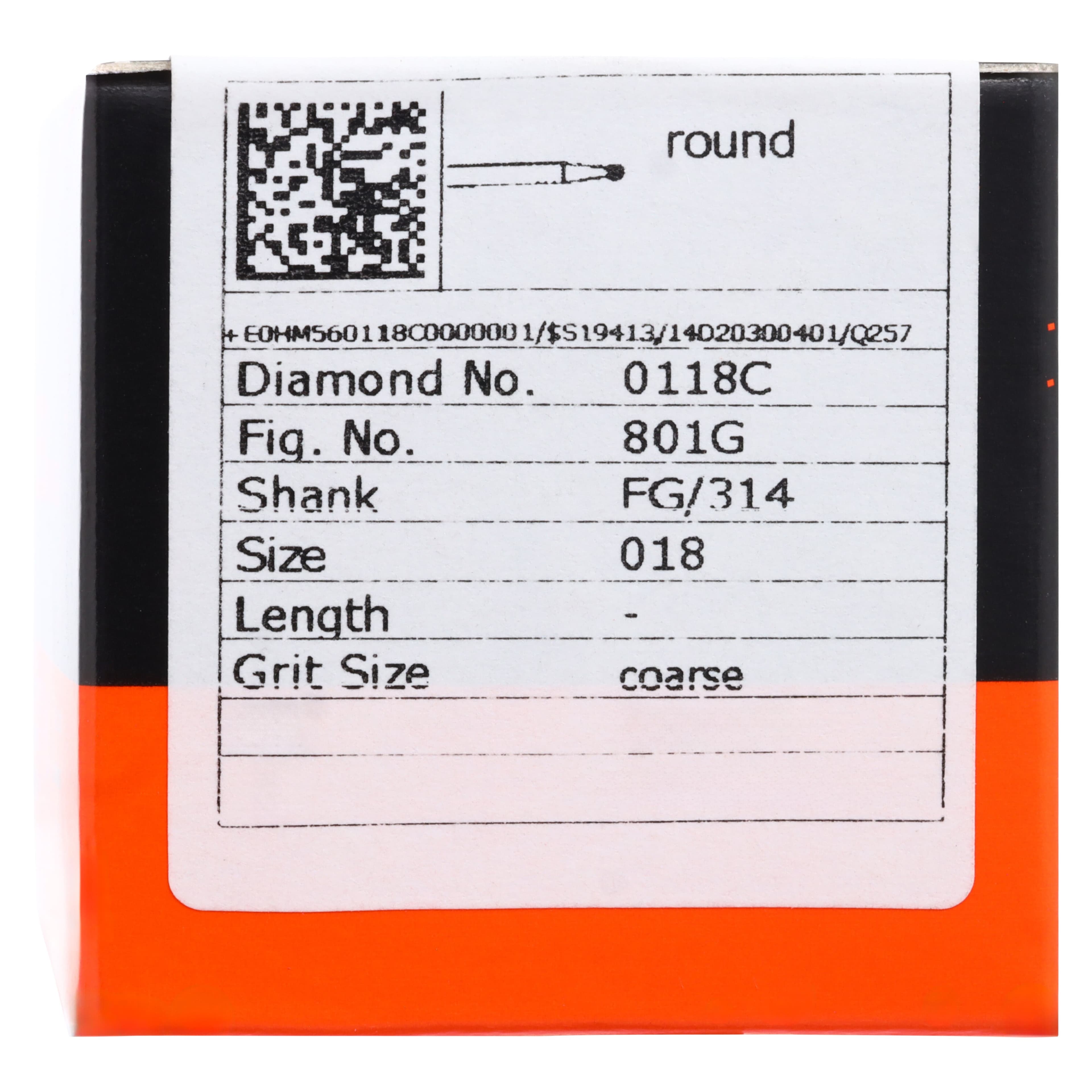 Meisinger Singles Disposable Diamond Bur, FG, Round, #0118C, 1.8 mm, Coarse, Green, 25/Pk thumbnail 5