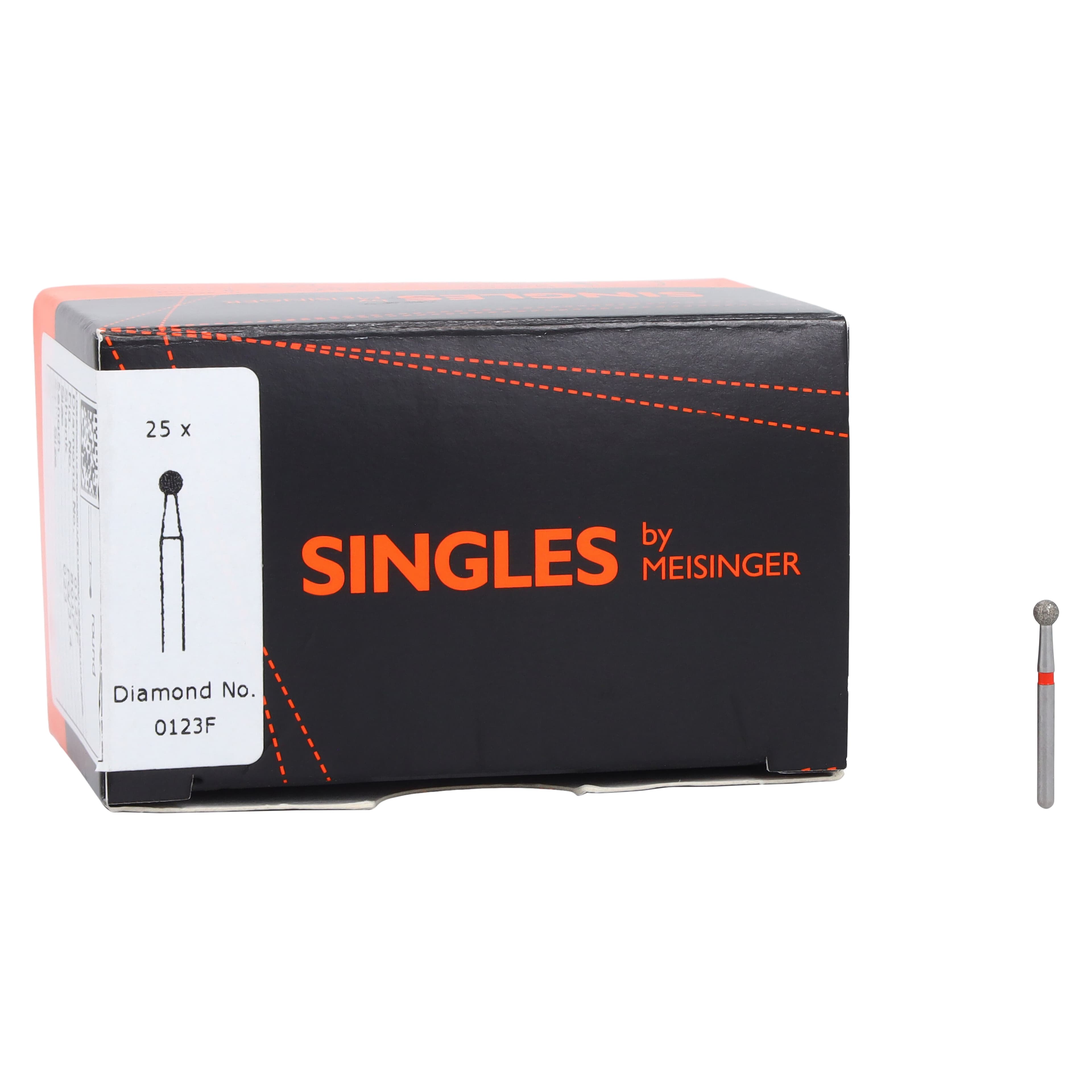 Meisinger Single-Use Sterile Diamond Bur, Friction Grip, Round, #0123F, 2.3 mm, Fine, Red, 25/Pk thumbnail 4