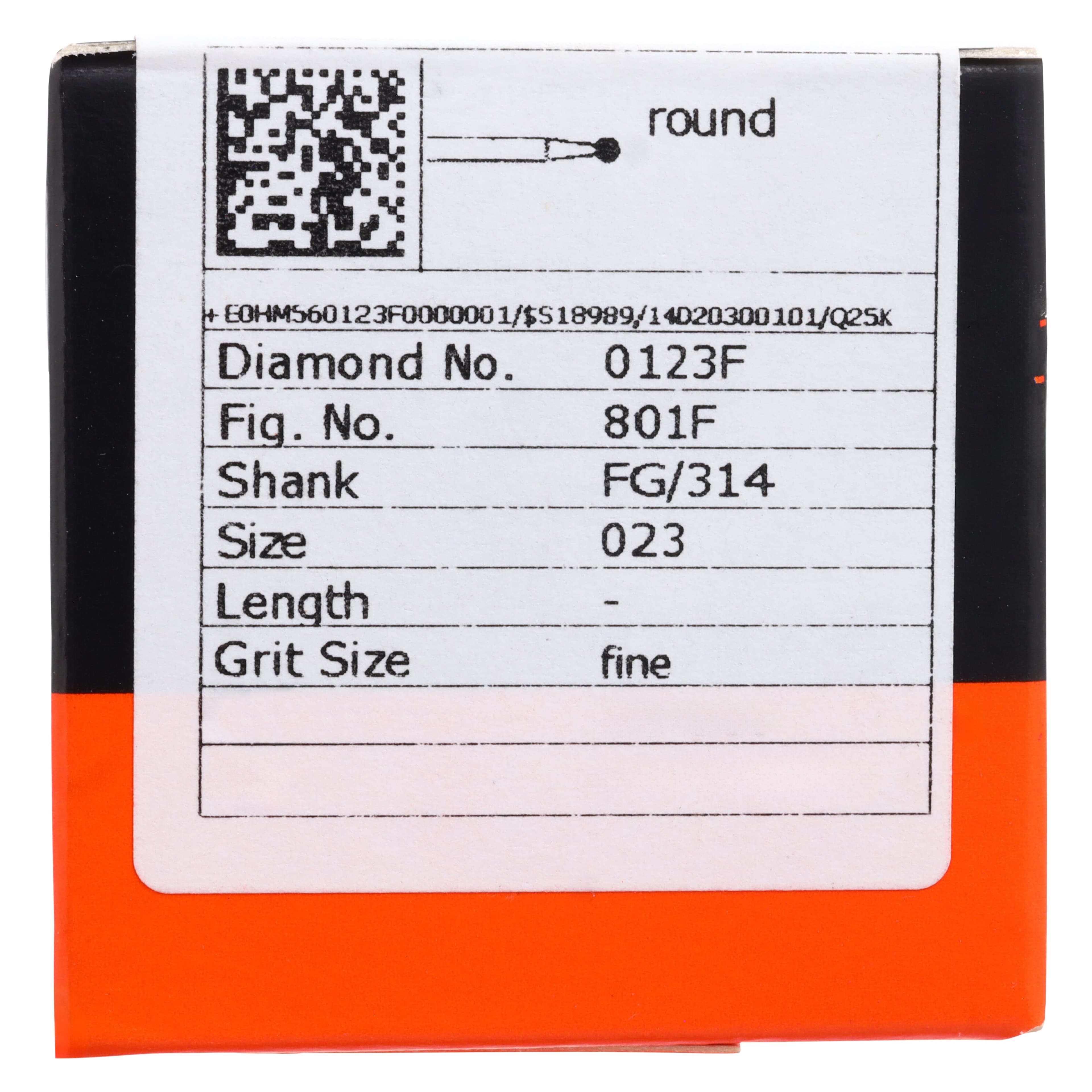 Meisinger Single-Use Sterile Diamond Bur, Friction Grip, Round, #0123F, 2.3 mm, Fine, Red, 25/Pk thumbnail 5