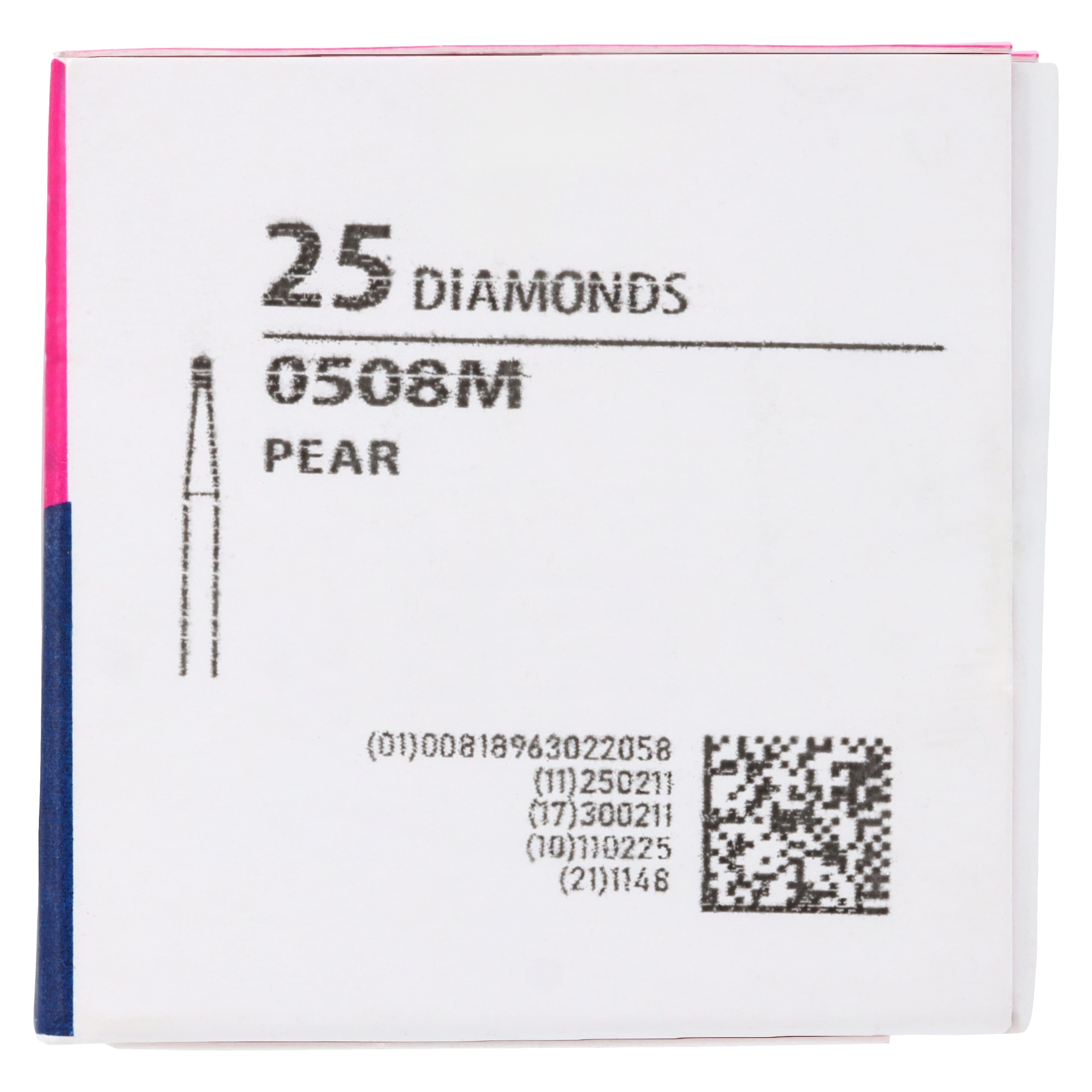 Meisinger Singles Disposable Diamond Bur, Friction Grip, Pear Shape, Medium Grit, 0.8 mm Head Diameter, Blue Ring, 25/Pk, #0508M thumbnail 7