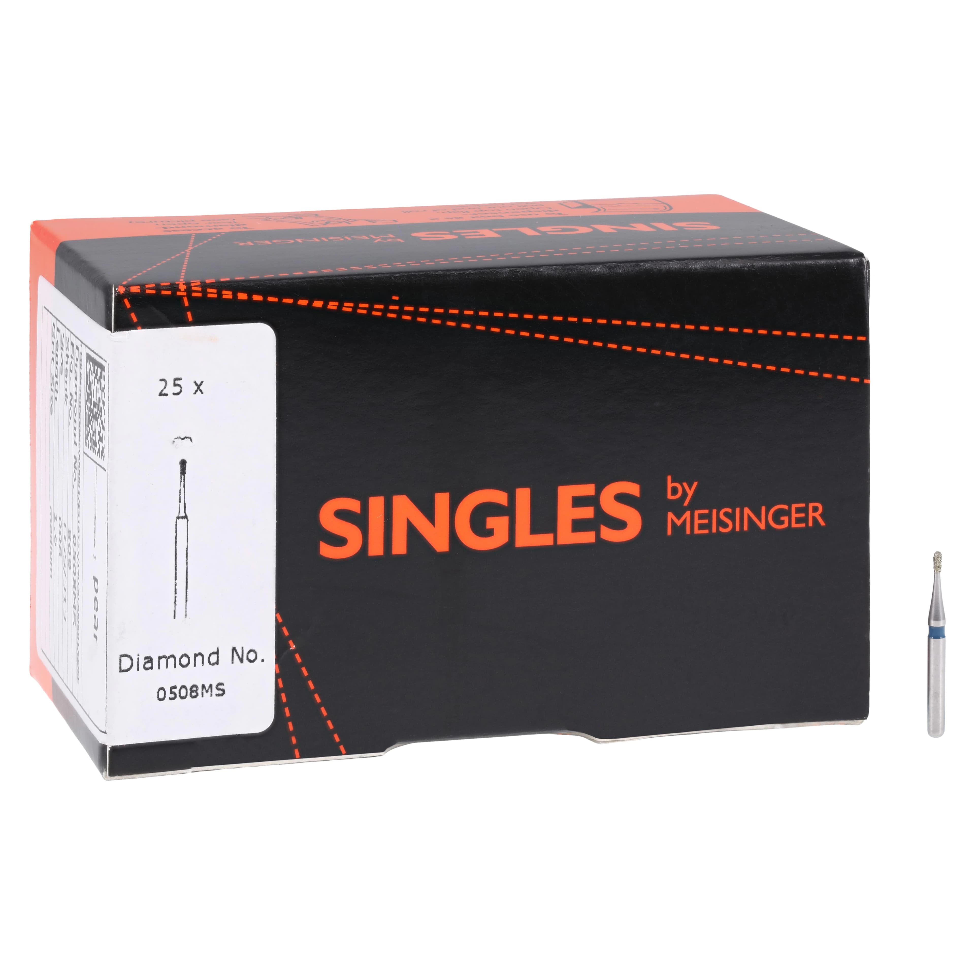 Meisinger Singles Disposable Diamond Bur FG, Pear Shape 0508MS, 0.8mm, Medium Grit, Short Shank, Sterile, 25/Pkg thumbnail 4