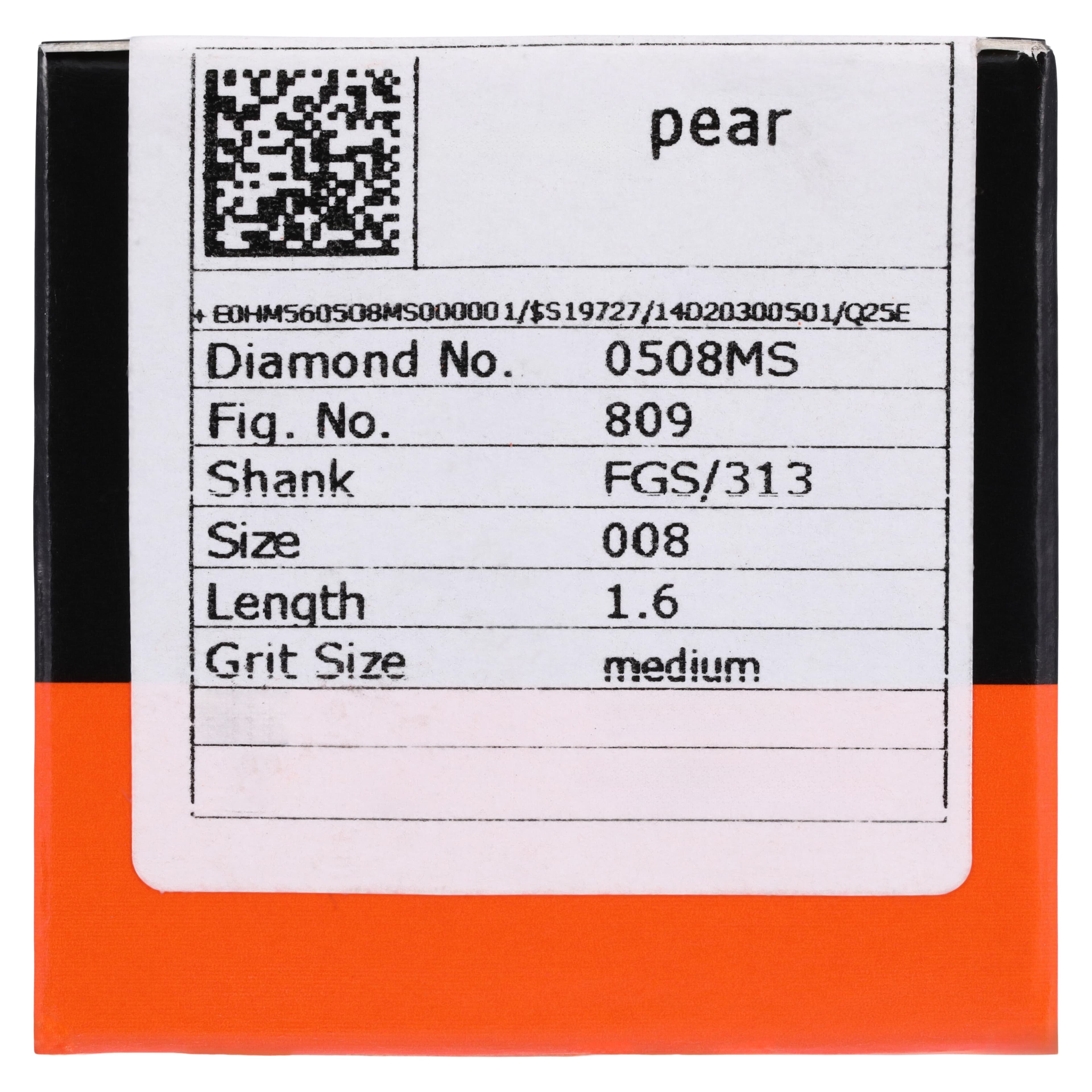 Meisinger Singles Disposable Diamond Bur FG, Pear Shape 0508MS, 0.8mm, Medium Grit, Short Shank, Sterile, 25/Pkg thumbnail 5