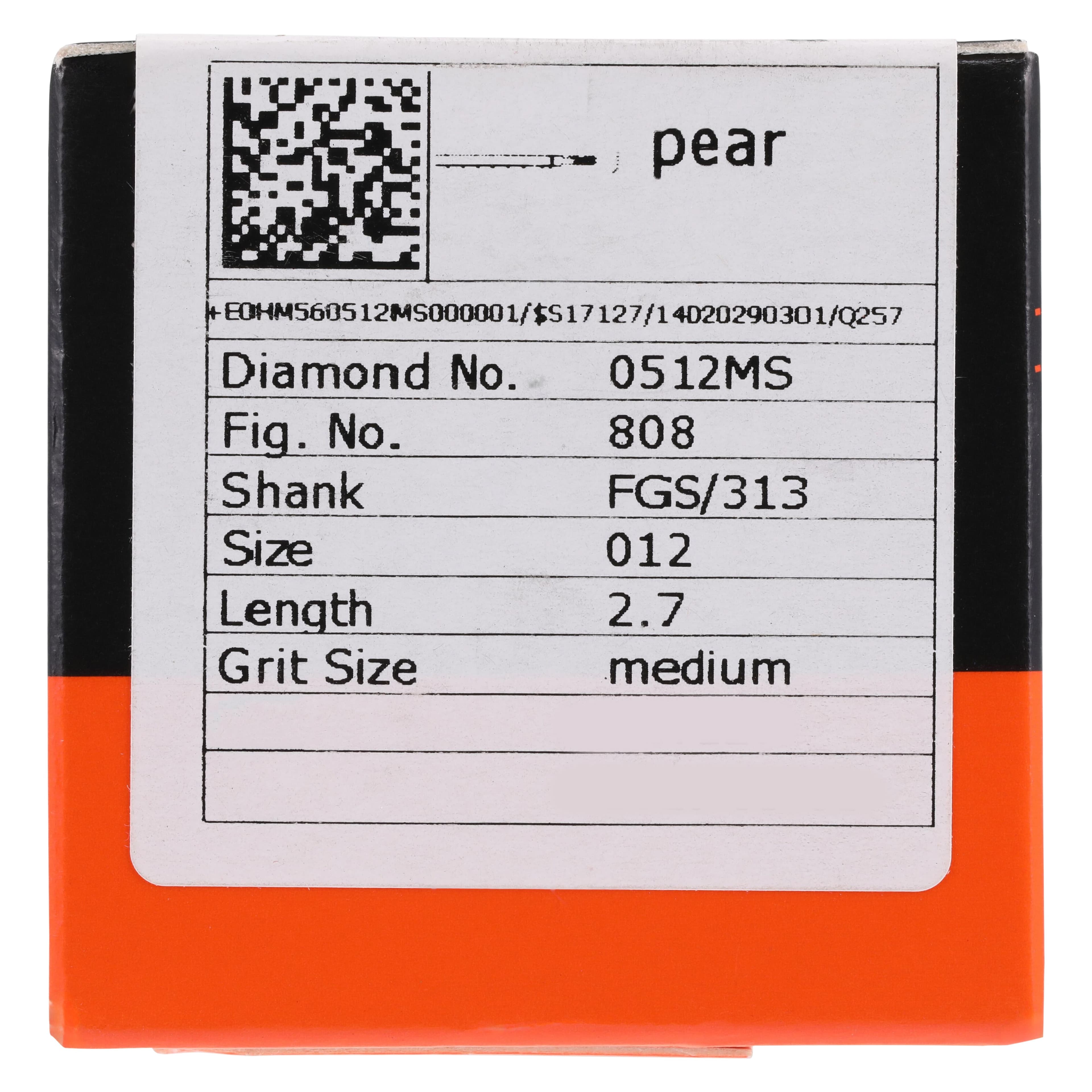 Meisinger Singles Disposable Diamond Bur FG, Pear Shape, 1.2mm, Medium Grit, Short Shank, Sterile, 25/Bx, #0512MS thumbnail 5