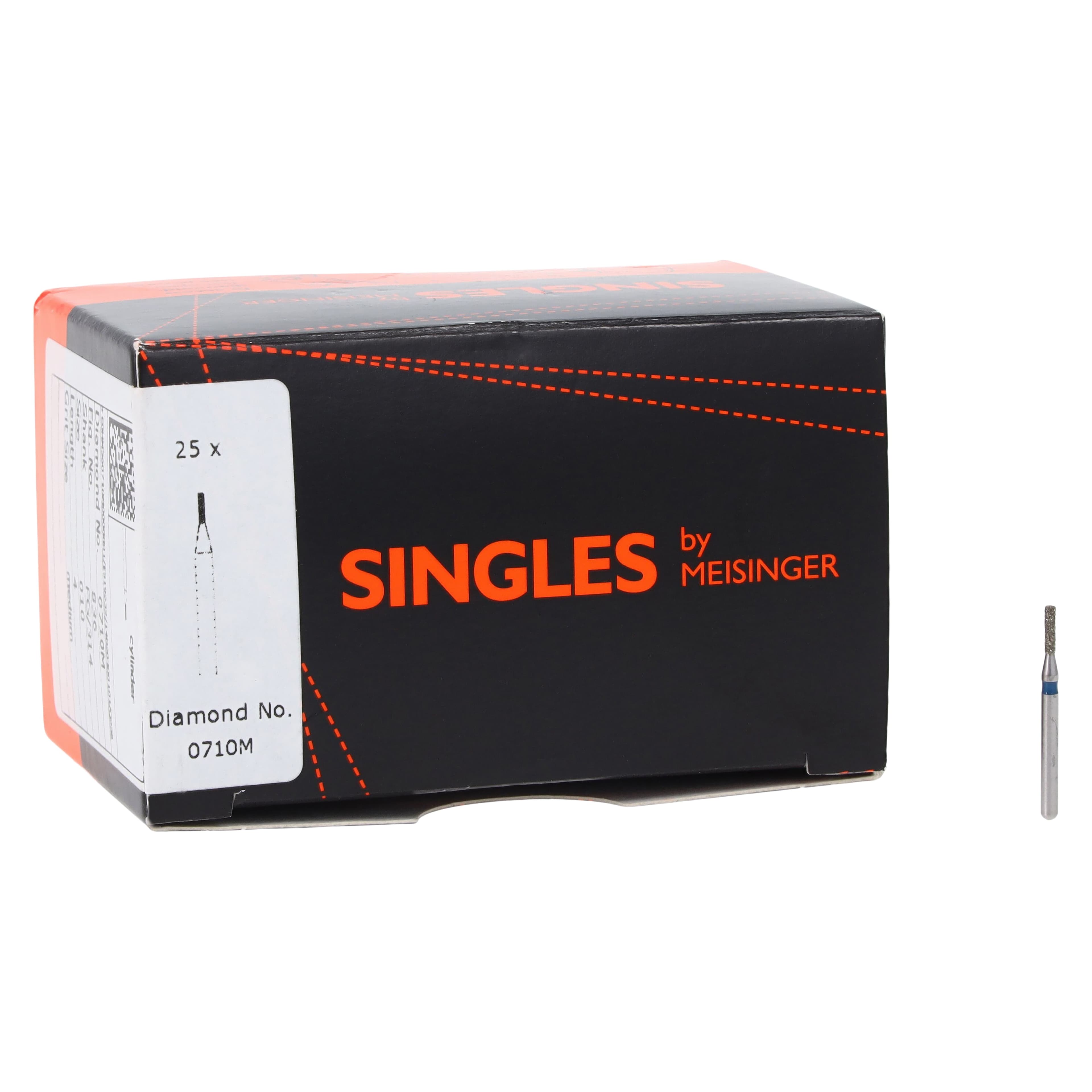 Meisinger Single-Use Sterile Diamond Burs, FG, Cylinder Flat End, #0710M, 1.0 mm, Medium, Blue, 25/Pk thumbnail 5