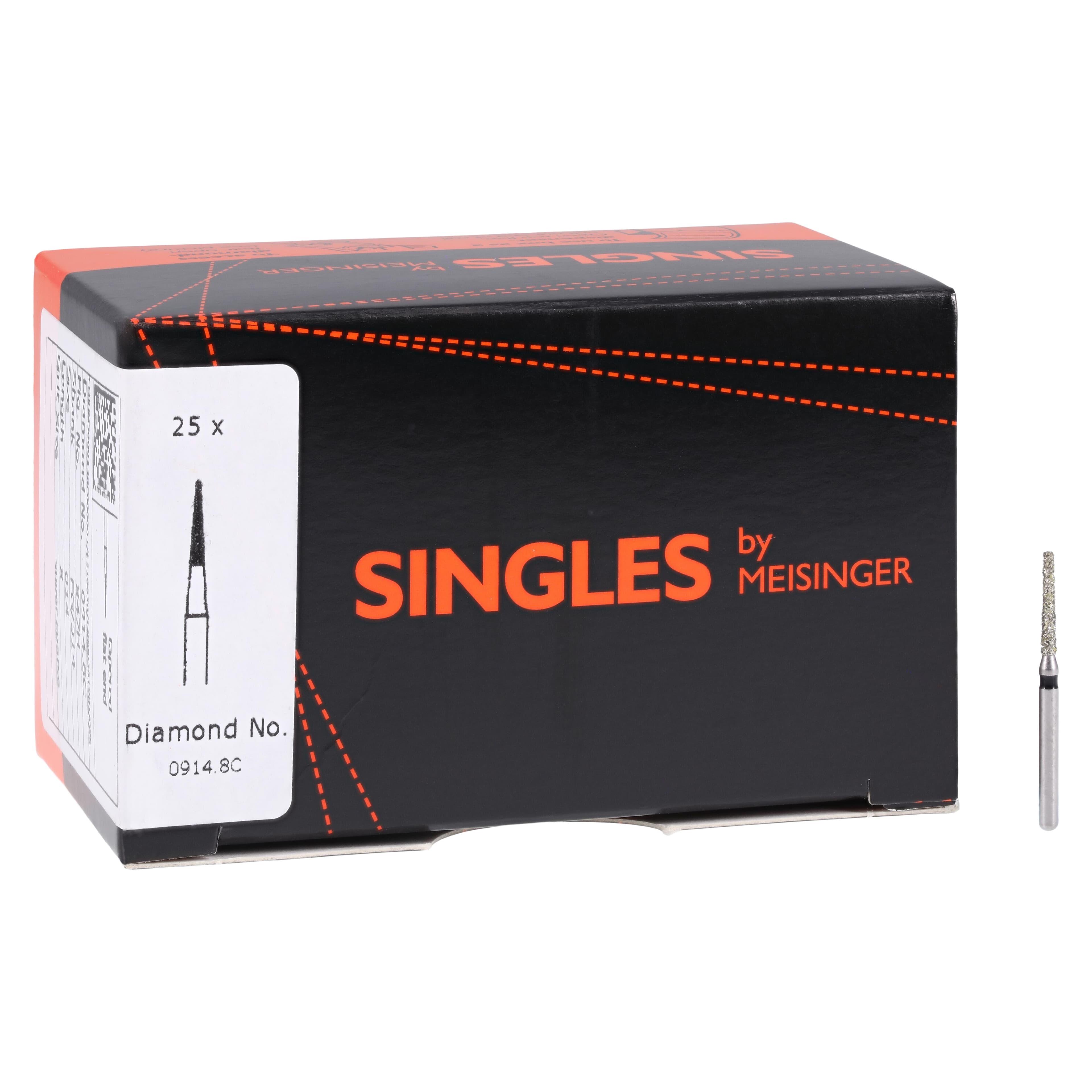 Meisinger Singles Disposable Diamond Bur FG, Flat End Taper, Coarse, #0914.8C, 1.4mm, 25/Pk thumbnail 4