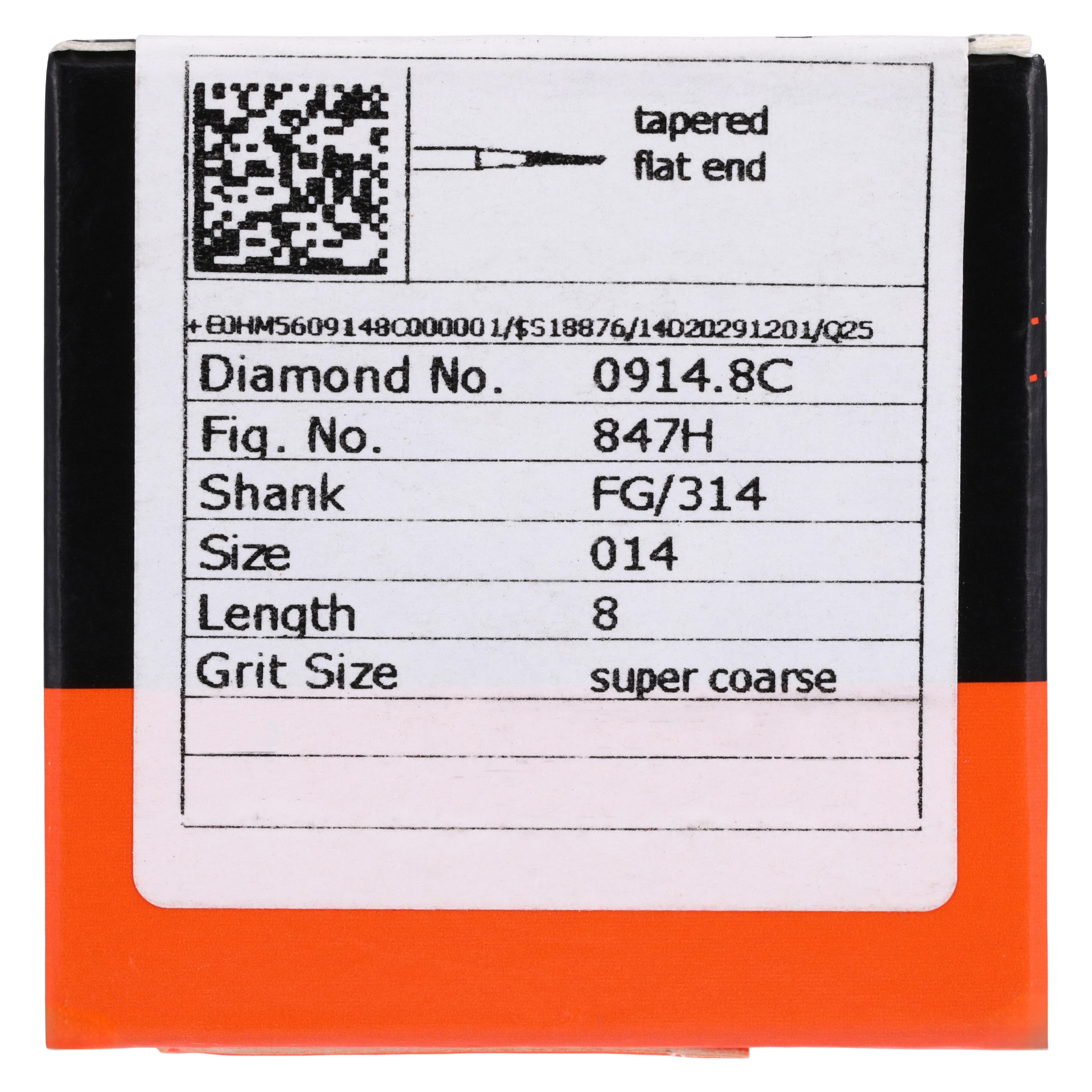 Meisinger Singles Disposable Diamond Bur FG, Flat End Taper, Coarse, #0914.8C, 1.4mm, 25/Pk thumbnail 5
