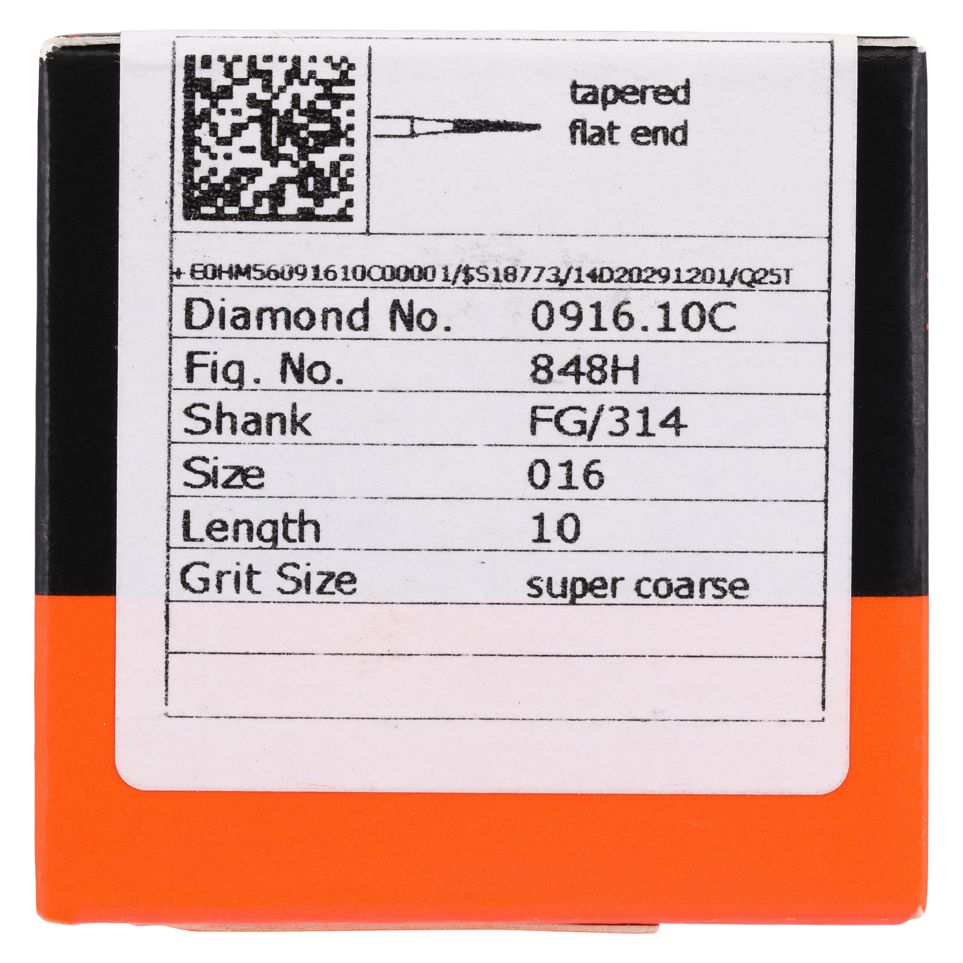 Meisinger Singles Disposable Diamond Bur FG, Flat End Taper 0916.10C, Super Coarse (Black), 1.6mm Head, 10mm Length, 25/Pack thumbnail 5