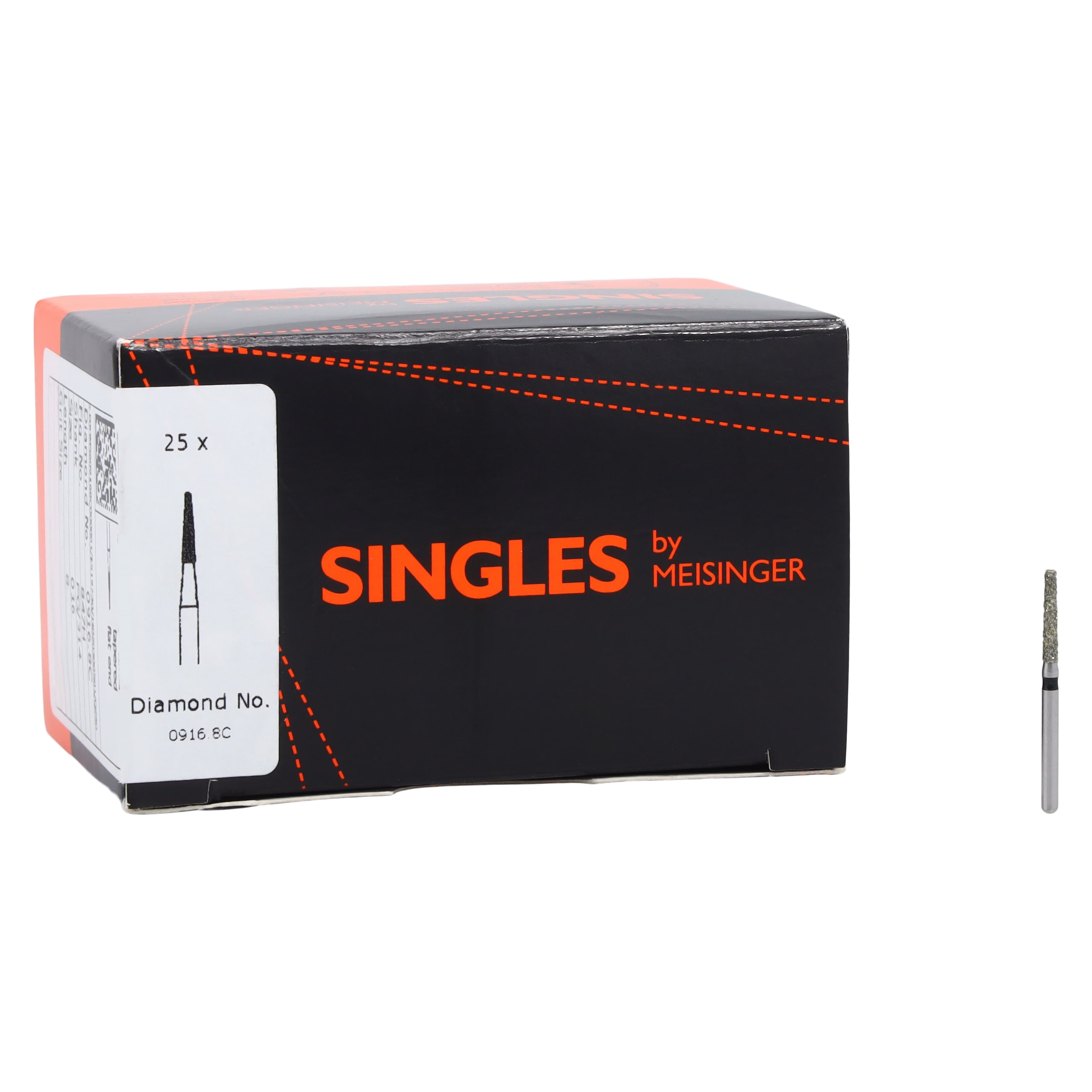 Meisinger Single-Use Sterile Diamond Bur, Friction Grip, Tapered Flat End, 0916.8C, 1.6 mm, Coarse, Green, 25/Pk thumbnail 4