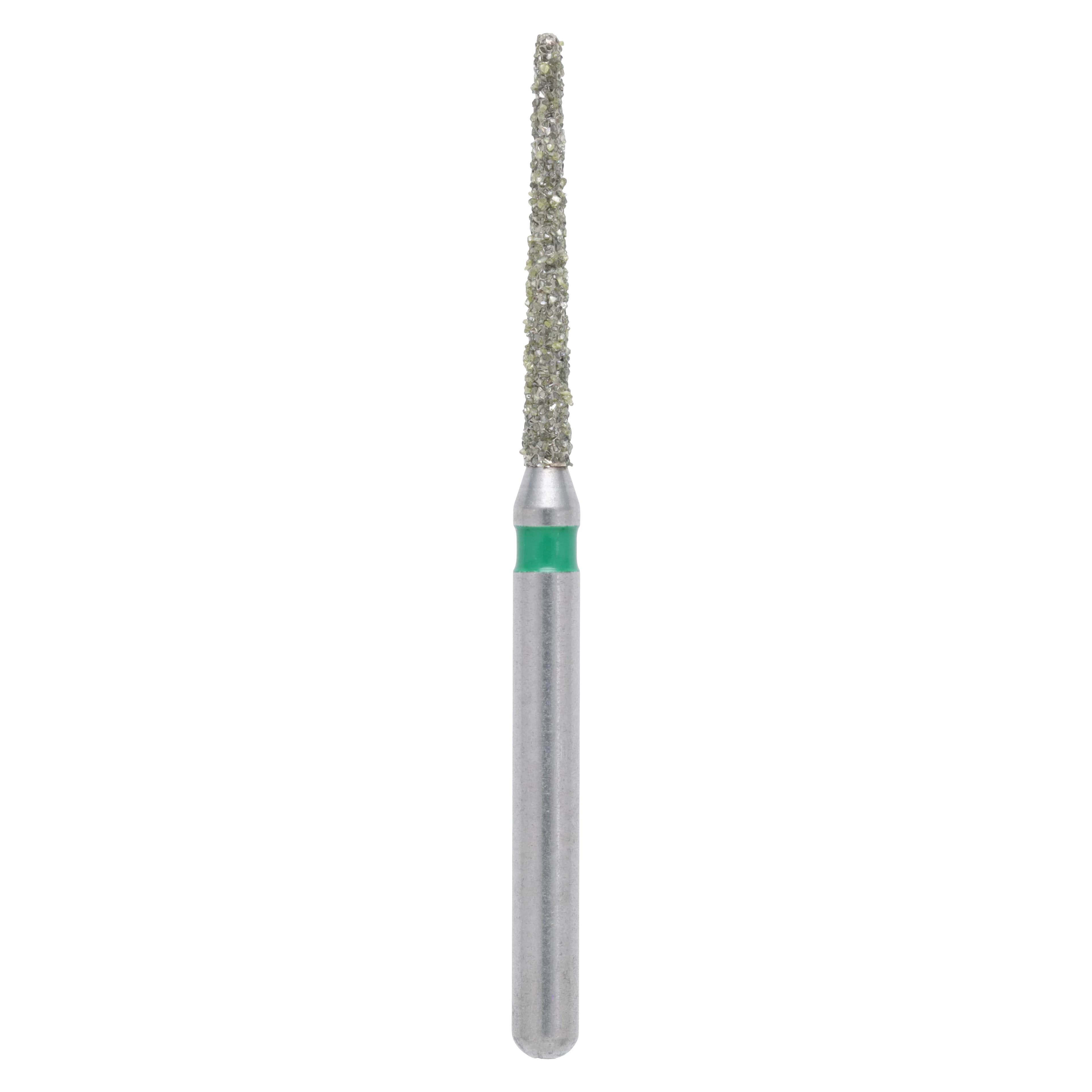 Meisinger Singles Disposable Diamond Bur FG, Round End Taper, Coarse, 1.2mm Diameter, 10mm Length, Green Ring, #1112.10C, 25/Pkg - Meisinger FG Single-Use Diamonds - Coarse - #1112.10C - Image 1