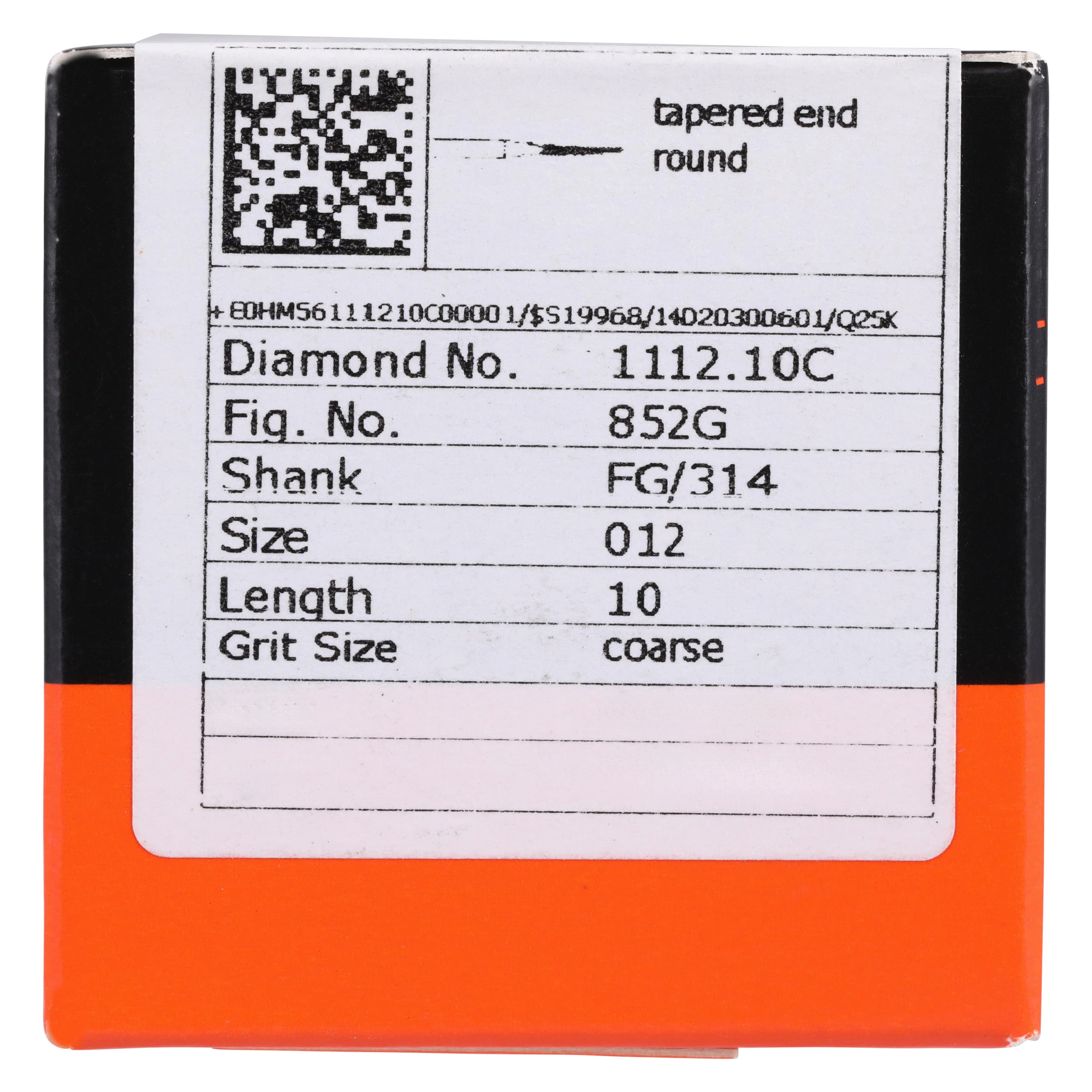 Meisinger Singles Disposable Diamond Bur FG, Round End Taper, Coarse, 1.2mm Diameter, 10mm Length, Green Ring, #1112.10C, 25/Pkg thumbnail 5