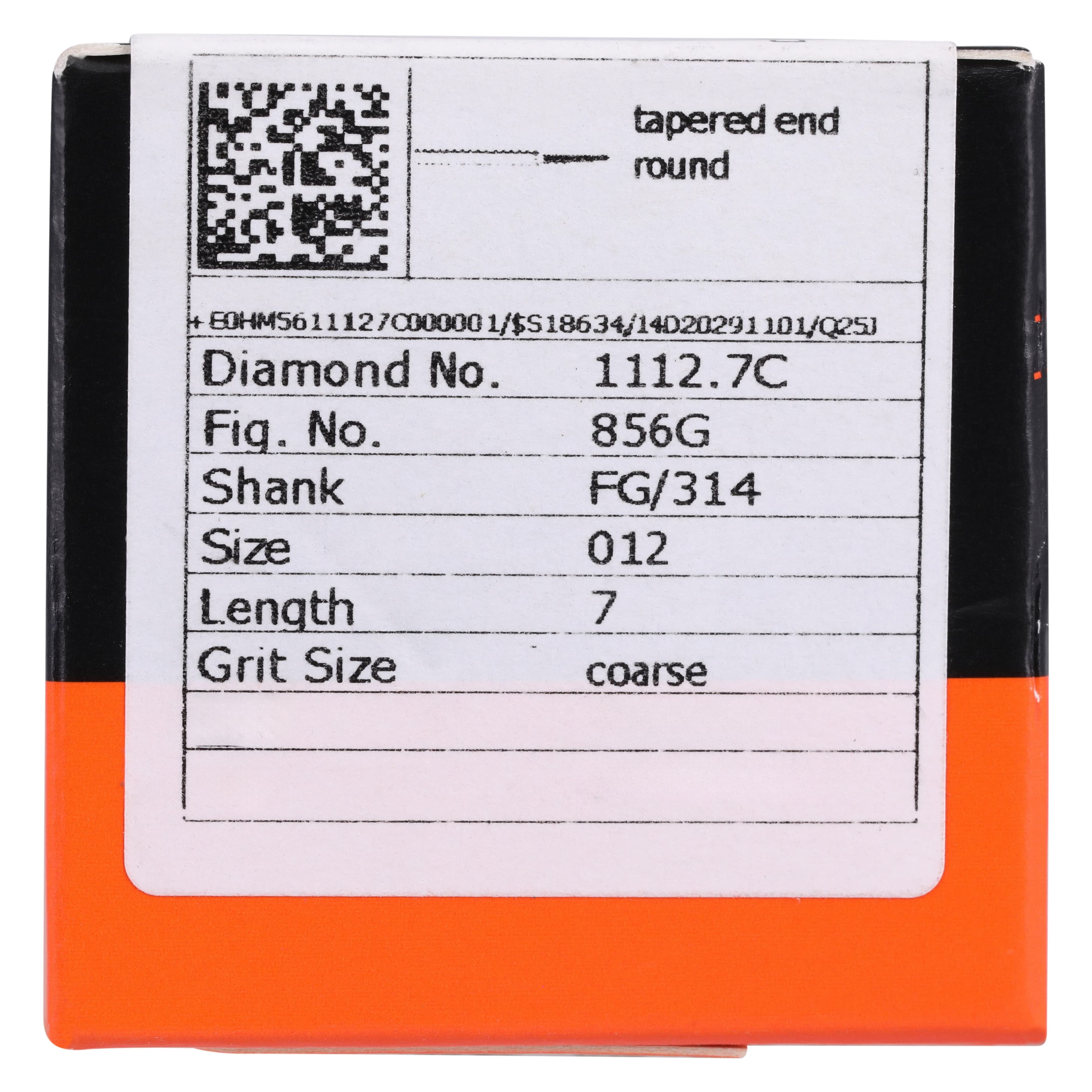 Meisinger Singles Disposable Diamond Bur FG, Round End Taper #1112.7C, Coarse, 1.2mm Diameter, 7.0mm Length, Green Ring, Sterile, 25/Bx thumbnail 5