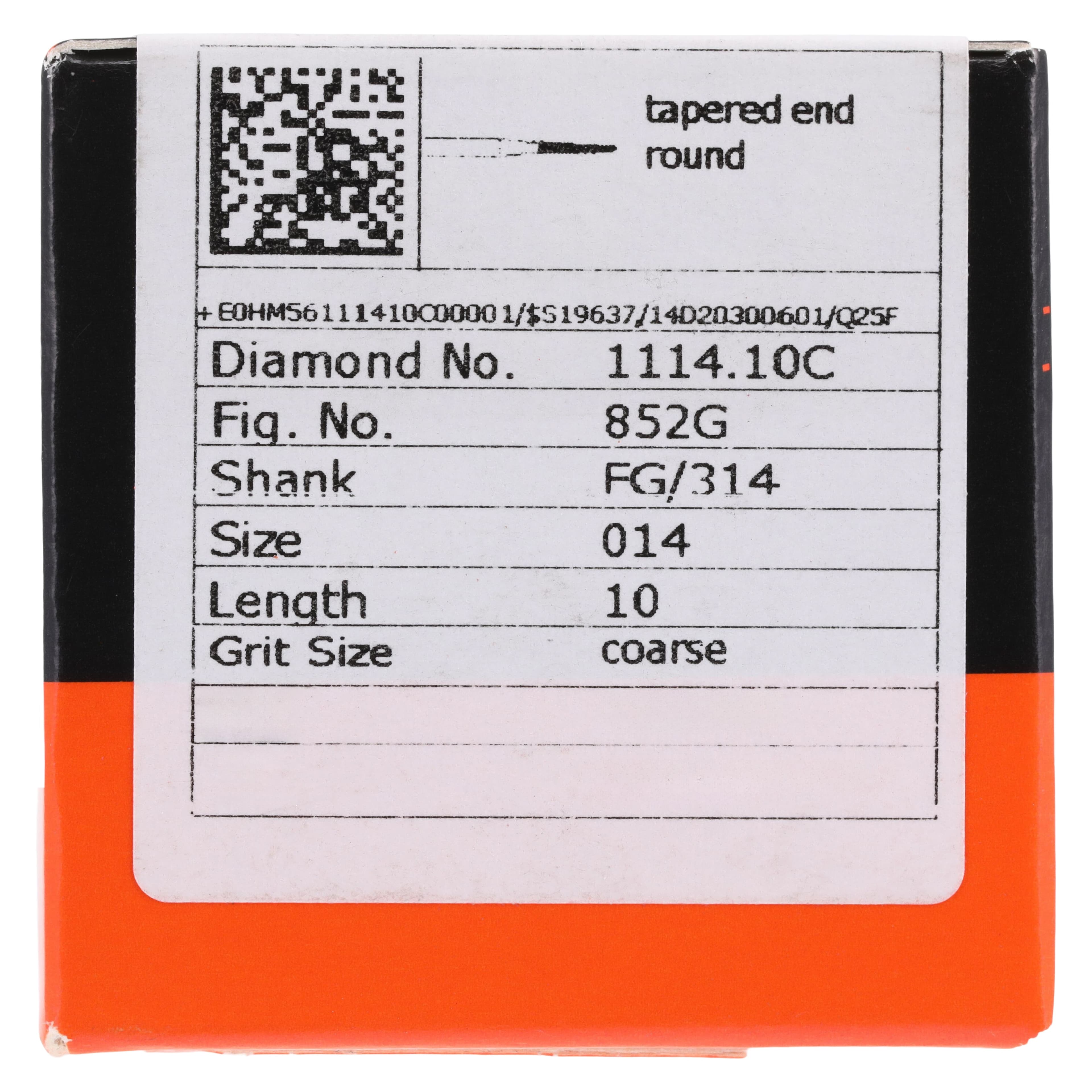Meisinger Single-Use Sterile Diamond Bur, Friction Grip, Tapered Round End, Coarse, Green, 1.4 mm, 25/Pk, #1114.10C thumbnail 5