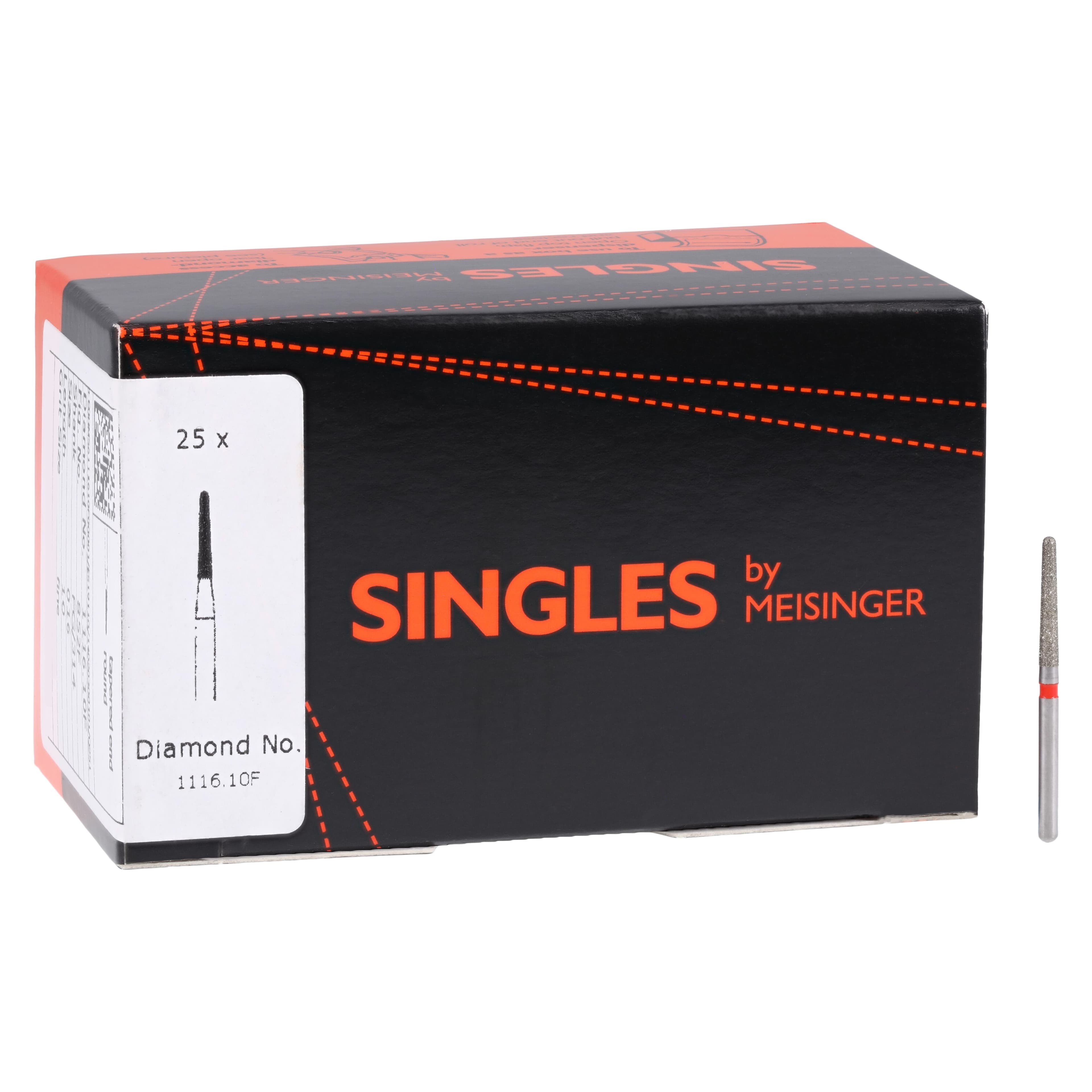 Meisinger Single-Use Sterile Diamond Bur, FG, Tapered Round End, #1116.10F, 1.6 mm, Fine, Red, 25/Pk thumbnail 4