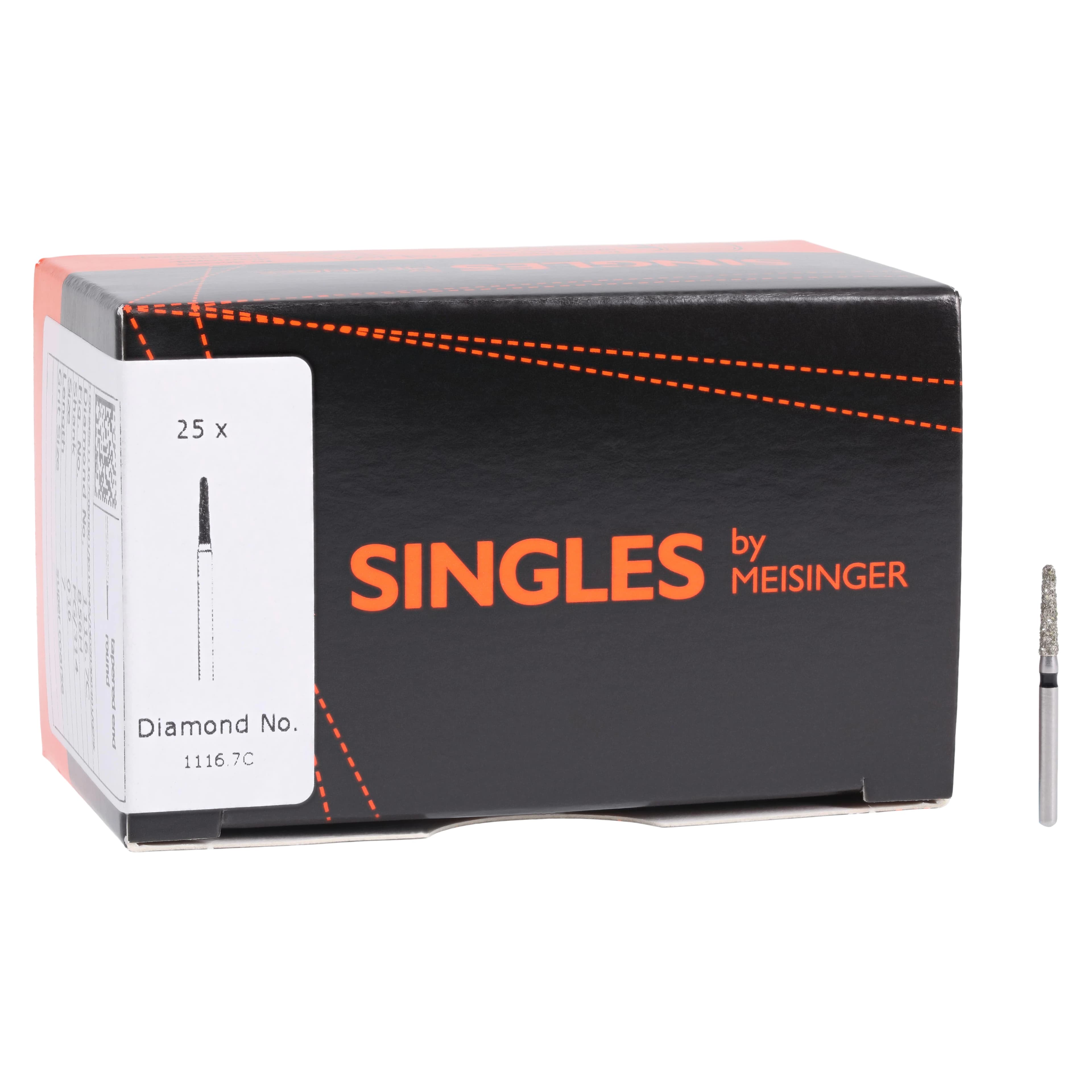 Meisinger Single-Use Sterile Diamond Burs, FG, Tapered Round End, #1116.7C, 1.6 mm, Coarse, Green, 25/Pk thumbnail 4