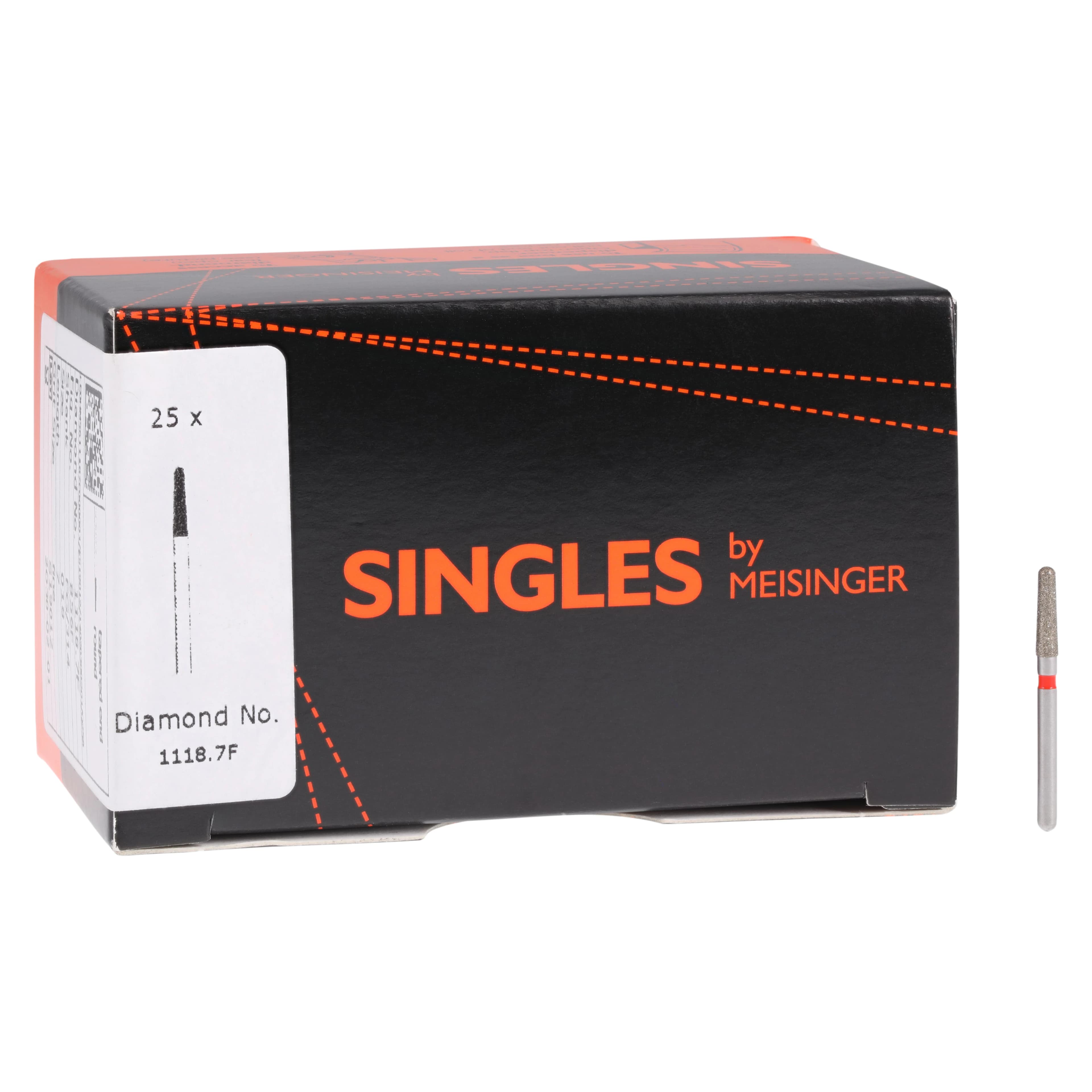 Meisinger Single-Use Sterile Diamond Burs, FG, Tapered Round End, #1118.7F, 1.8 mm, Fine, Red, 25/Pk thumbnail 4