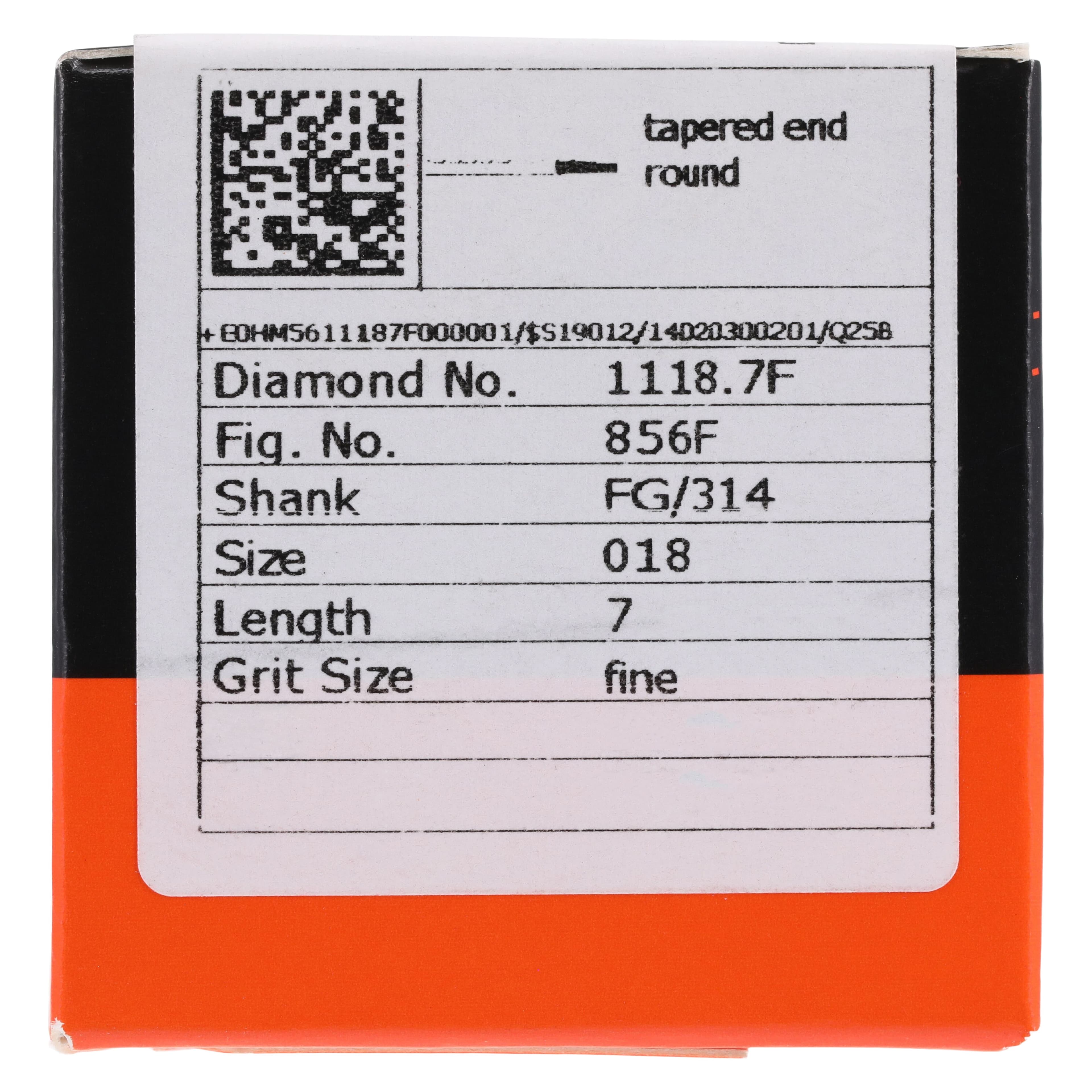 Meisinger Single-Use Sterile Diamond Burs, FG, Tapered Round End, #1118.7F, 1.8 mm, Fine, Red, 25/Pk thumbnail 5