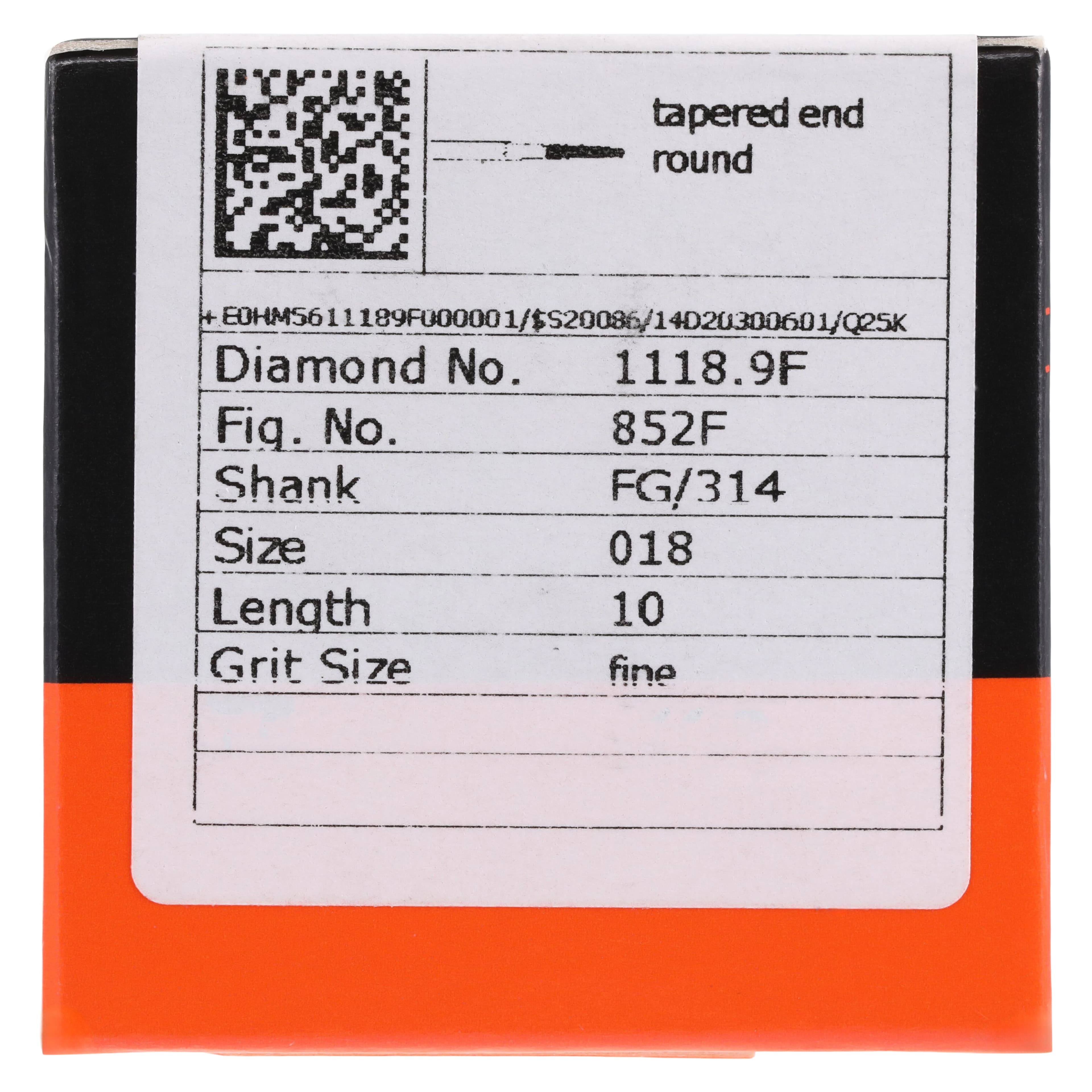 Meisinger Single-Use Sterile Diamond Bur, Friction Grip, Tapered Round End, Fine, Red, 1.8 mm, 25/Pk, 1118.9F thumbnail 5