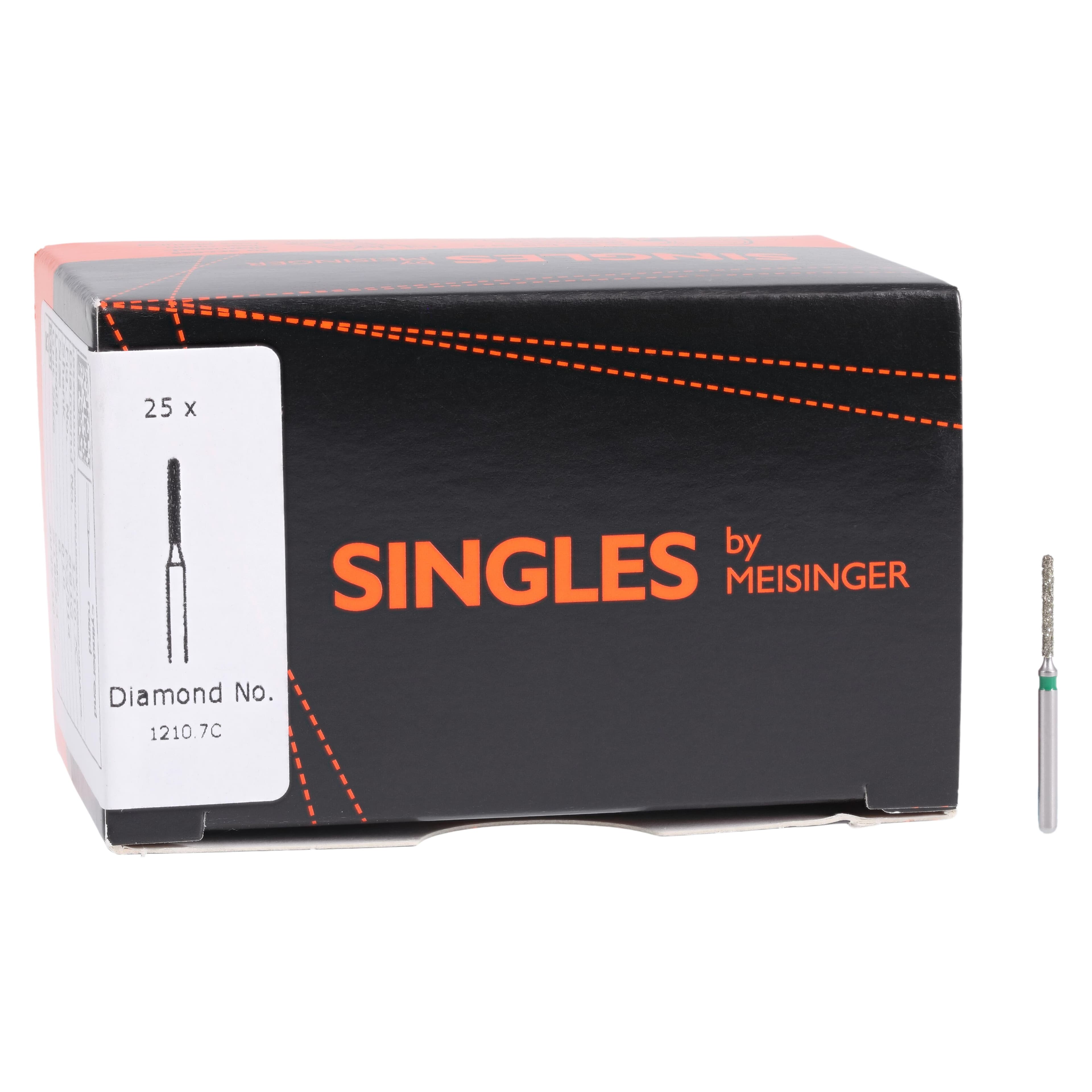 Meisinger Single-Use Sterile Diamond Burs, FG, Cylinder Round End, #1210.7C, 1.0 mm, Coarse, Green, 25/Pk thumbnail 4