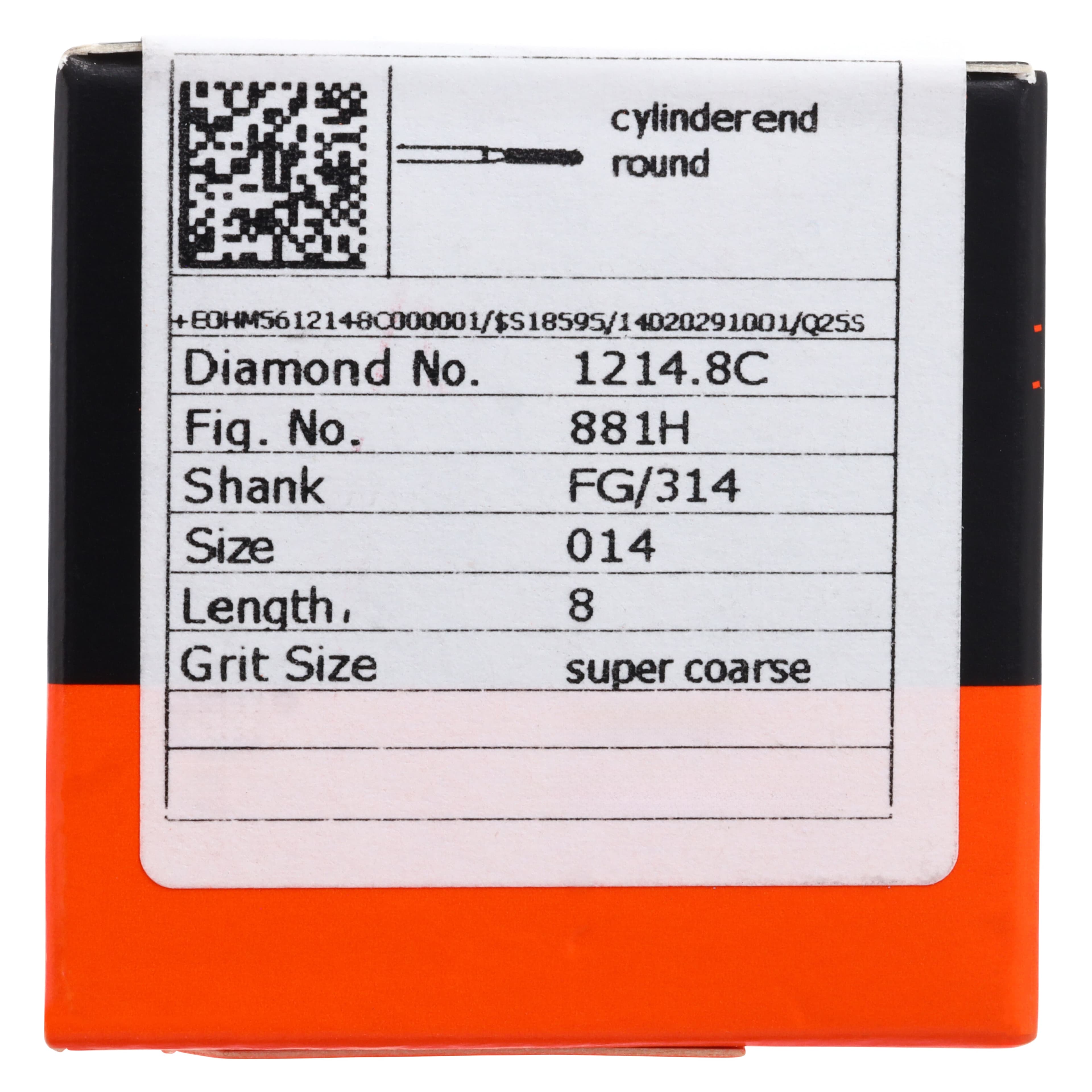 Meisinger Single-Use Sterile Diamond Burs, FG, Cylinder Round End, #1214.8C, 1.4 mm, Super Coarse, Black, 25/Pk thumbnail 5