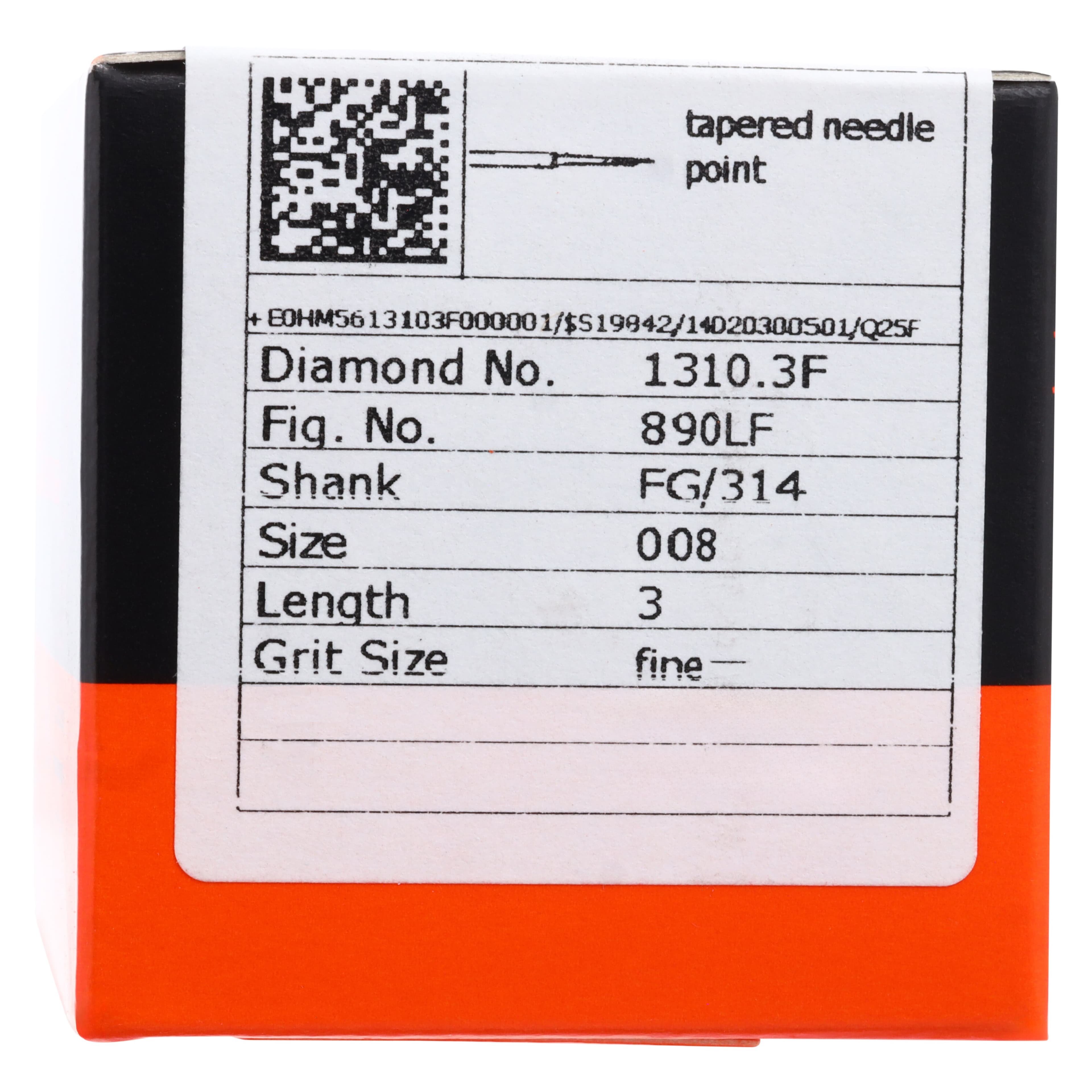 Meisinger Single-Use Sterile Diamond Bur, FG, Needle, #1310.3F, 0.8 mm, Fine, Red, 25/Pk thumbnail 5