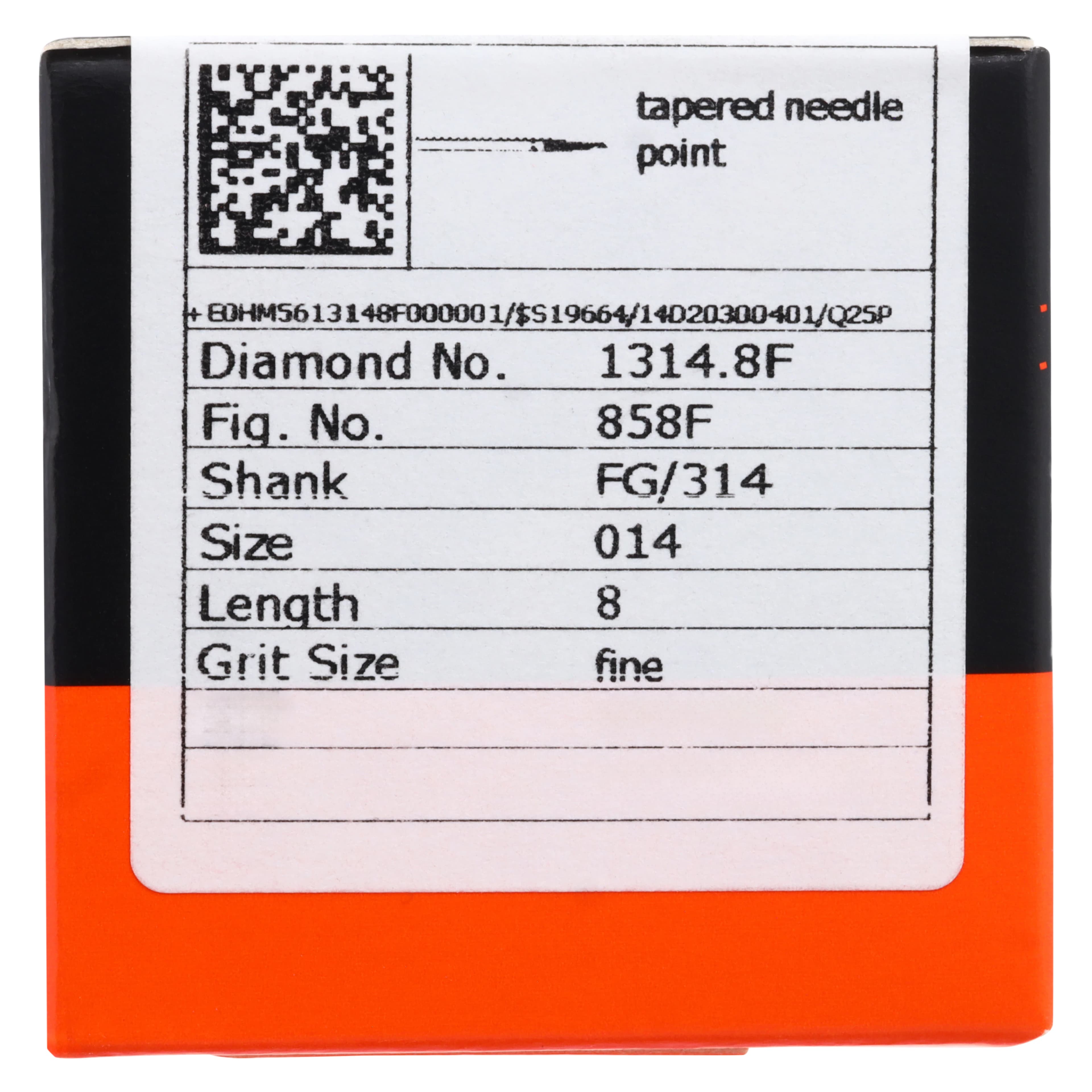 Meisinger Singles Single-Use Sterile Diamond Bur, Friction Grip, Needle, Fine, #1314.8F, 1.4 mm, Red, 25/Pk thumbnail 5