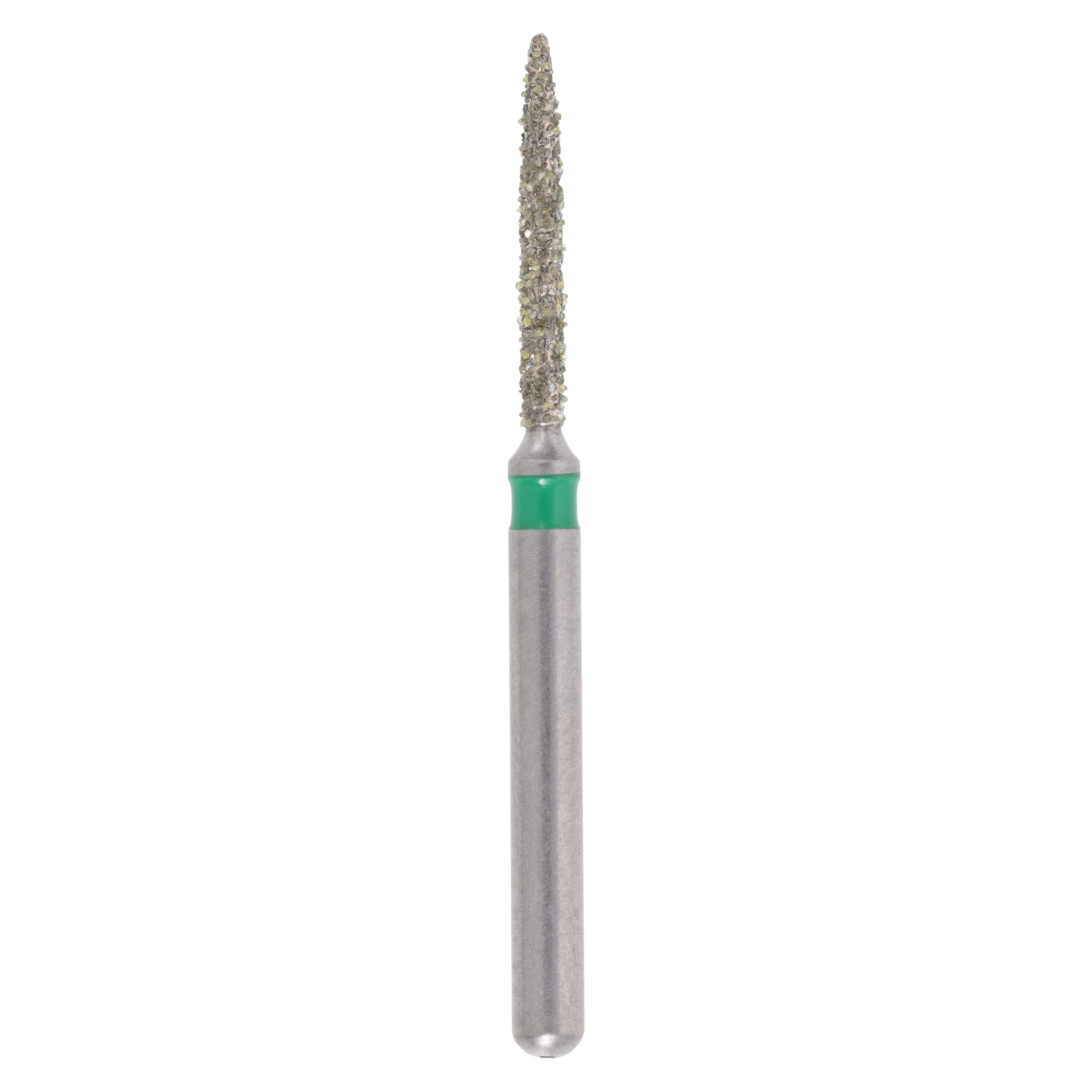 Meisinger Single-Use Sterile Diamond Burs, FG, Flame, #1510.8C, 1.0 mm, Coarse, Green, 25/Pk - Meisinger Single-Use Sterile Diamond Burs, FG, Flame, # 1510.8C, 1.0 mm, Coarse, Green, 25/Pk - Image 1