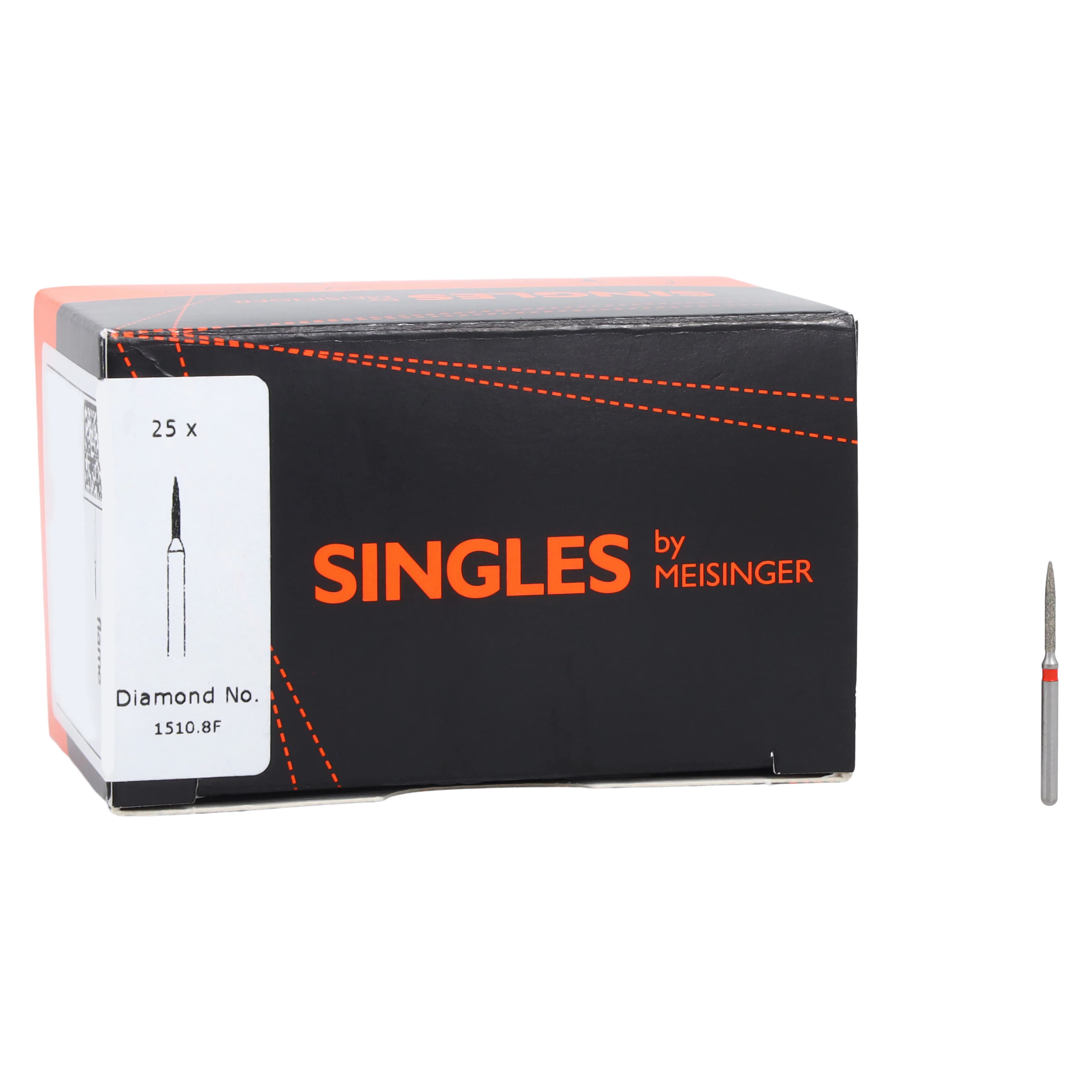 Meisinger Single-Use Sterile Diamond Burs, FG, Flame, #1510.8F, 1.0 mm, Fine, Red, 25/Pk thumbnail 4