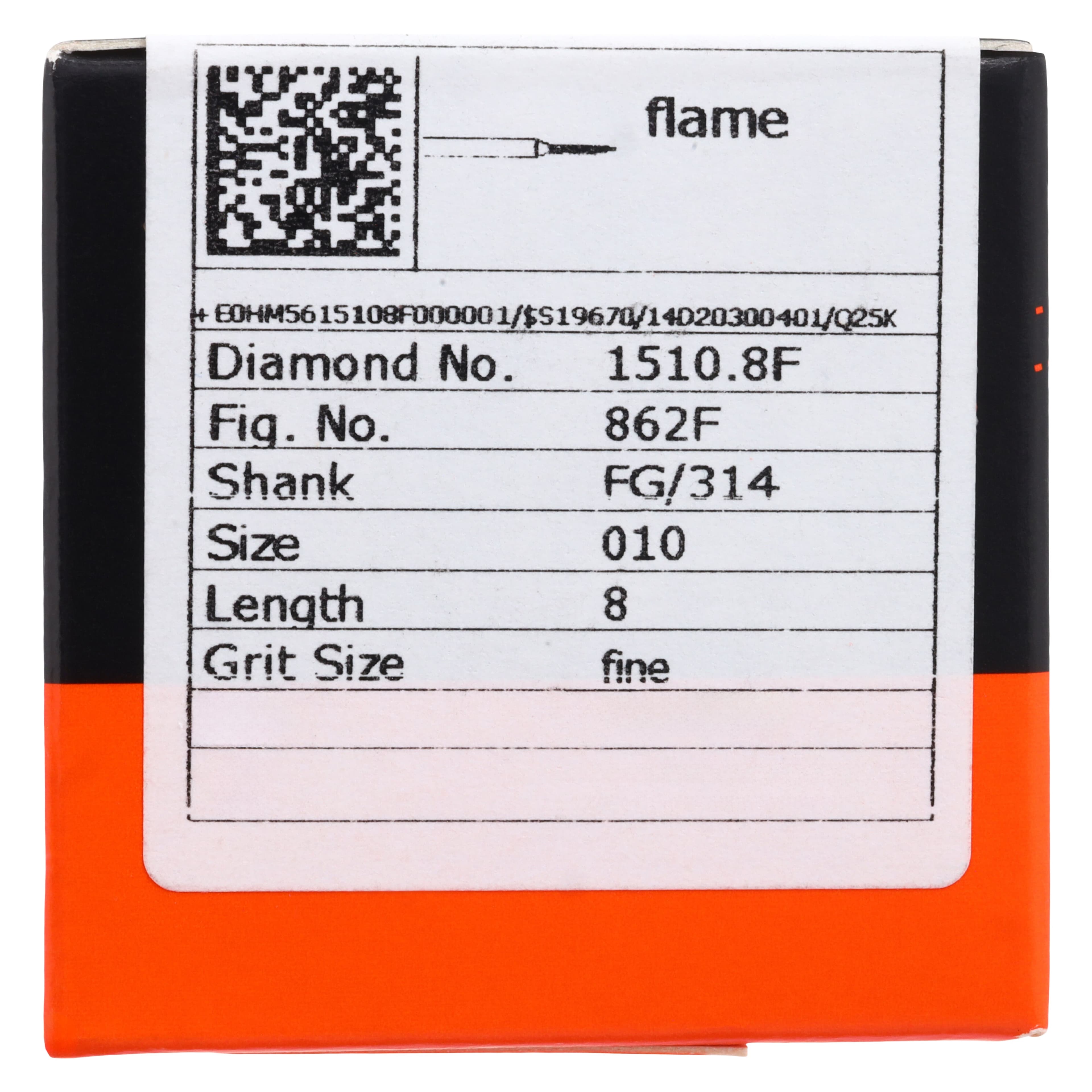 Meisinger Single-Use Sterile Diamond Burs, FG, Flame, #1510.8F, 1.0 mm, Fine, Red, 25/Pk thumbnail 5