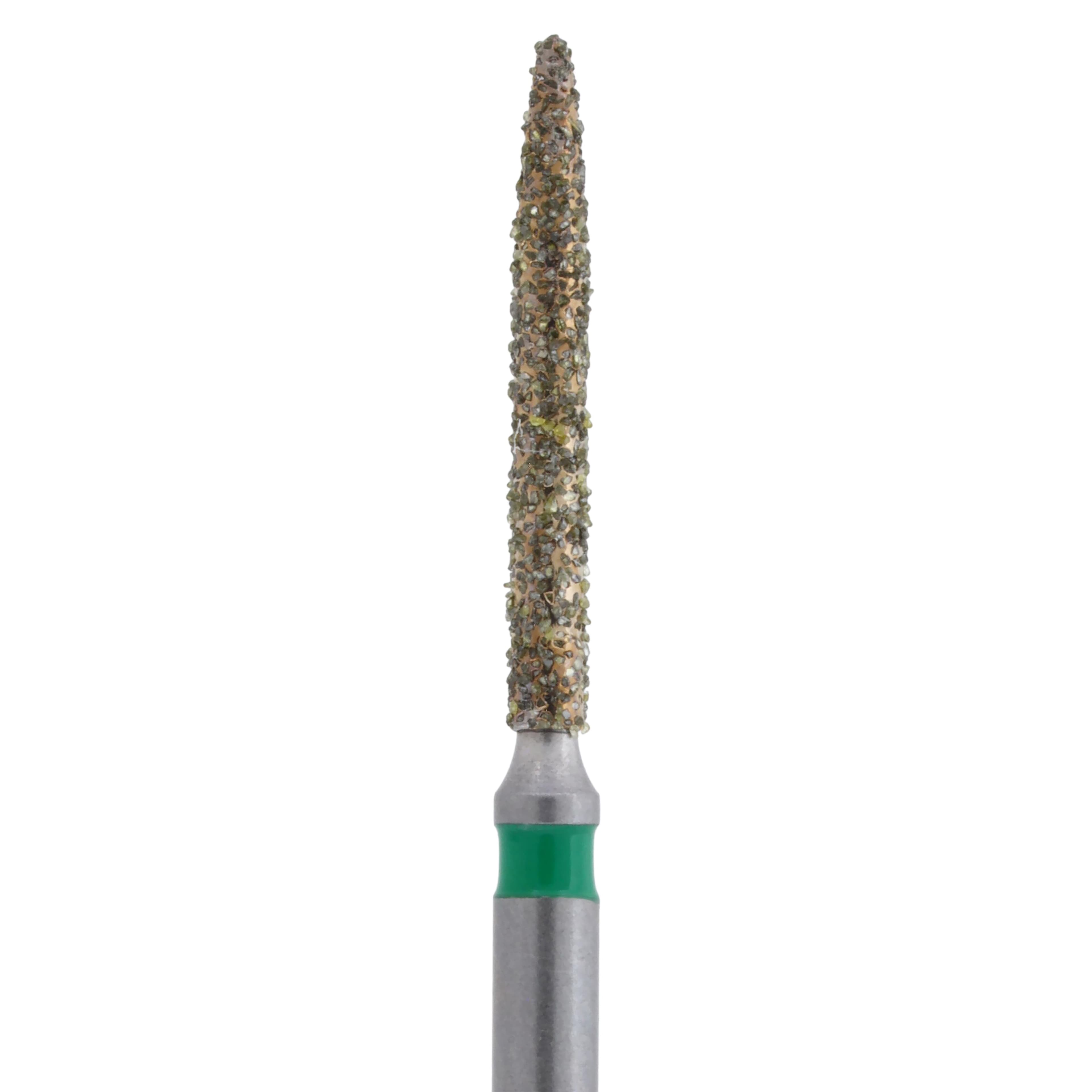 Meisinger Single-Use Sterile Diamond Burs, FG, Flame, #1512.10C, 1.2 mm, Coarse, Green, 25/Pk thumbnail 2