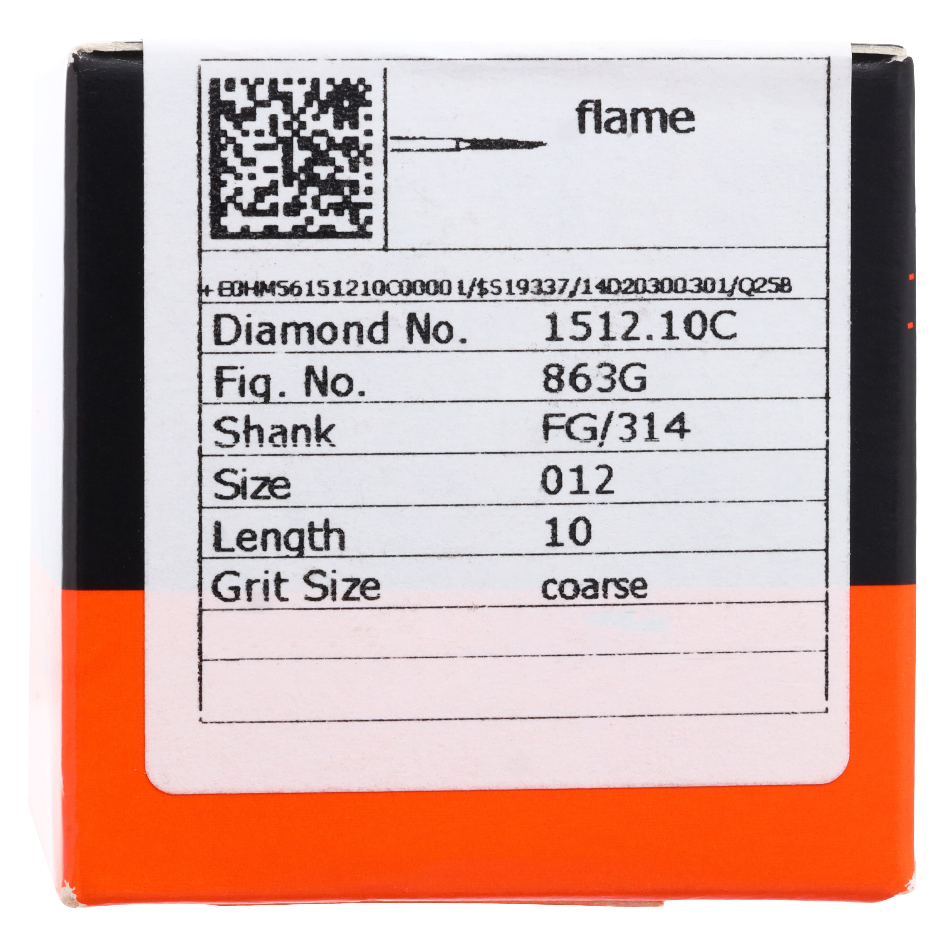 Meisinger Single-Use Sterile Diamond Burs, FG, Flame, #1512.10C, 1.2 mm, Coarse, Green, 25/Pk thumbnail 5