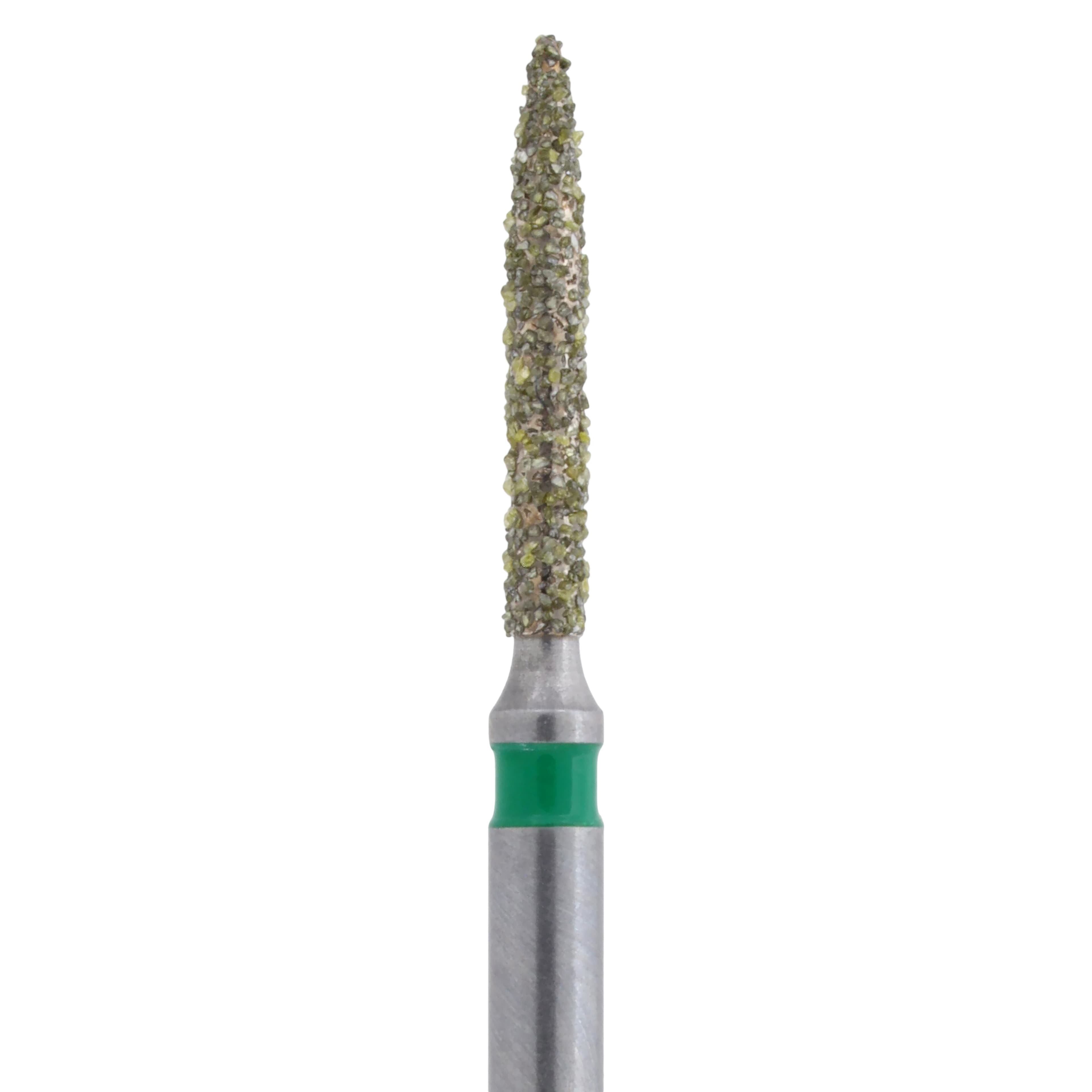 Meisinger Singles Disposable Diamond Bur FG Flame Coarse #1512.8C, 1.2mm Diameter, 8.0mm Length, 25/Pack thumbnail 2